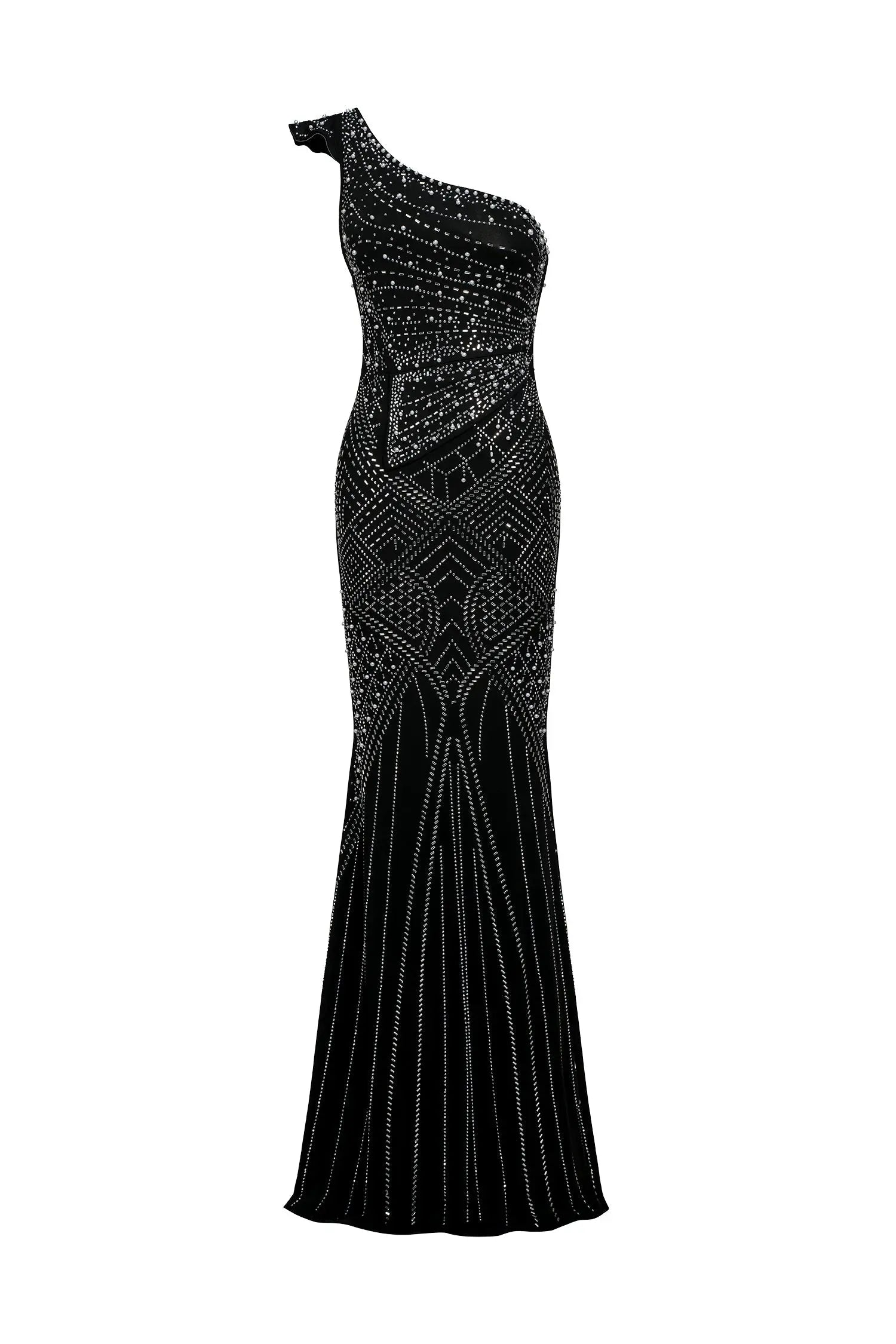 Skew Collar Diamond Maxi Dress