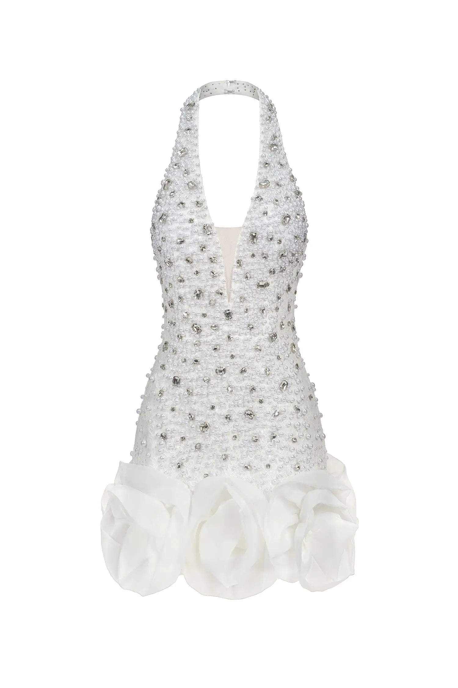 Sleeveless V-neck Diamond Flowers Mini Dress