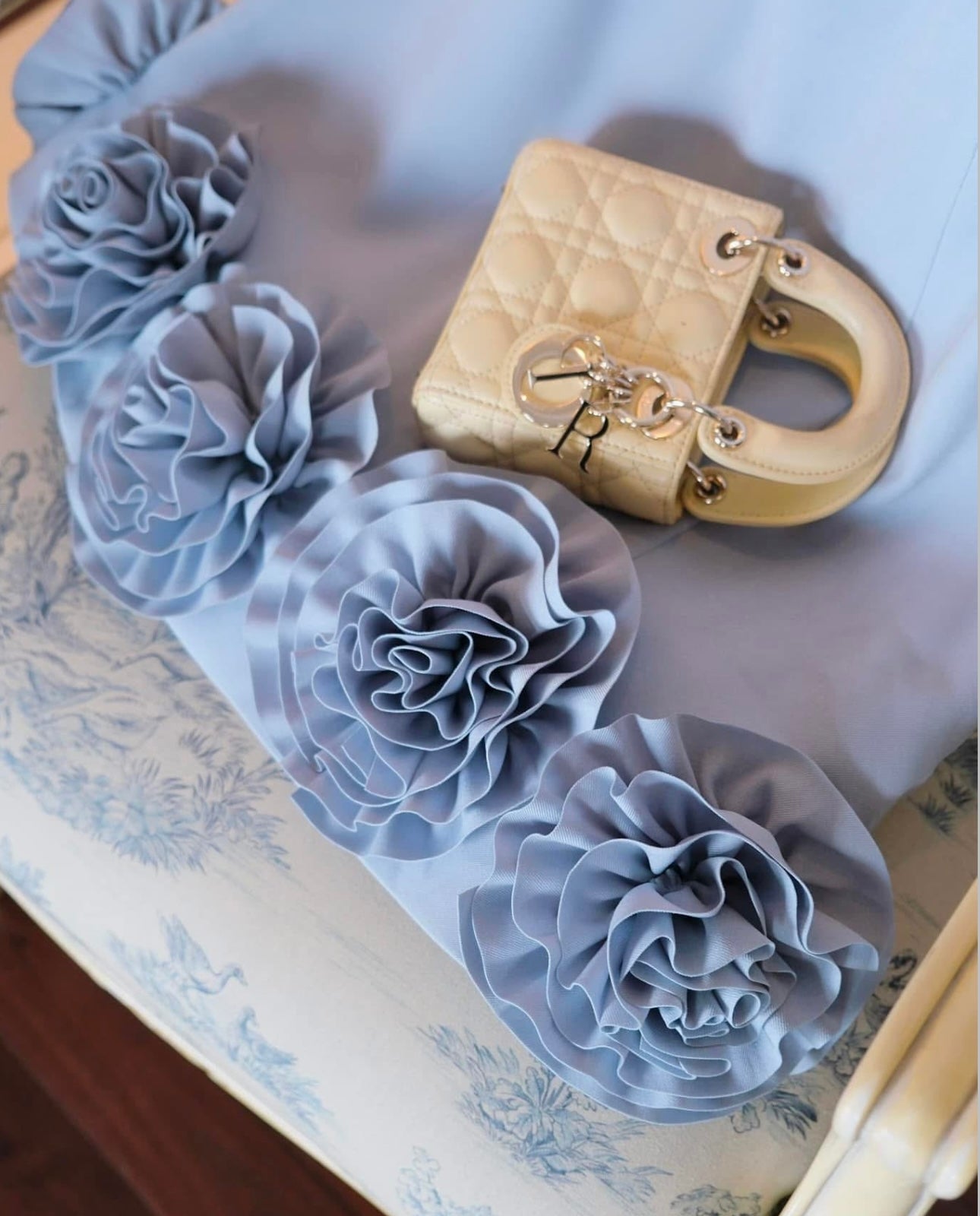3D Flower Mini Dress In Blue