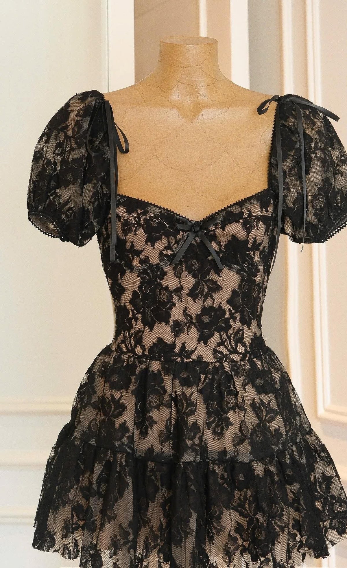 Puff Lace Mini Dress