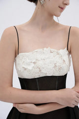 A-line Corset Waist Mesh Midi Dress