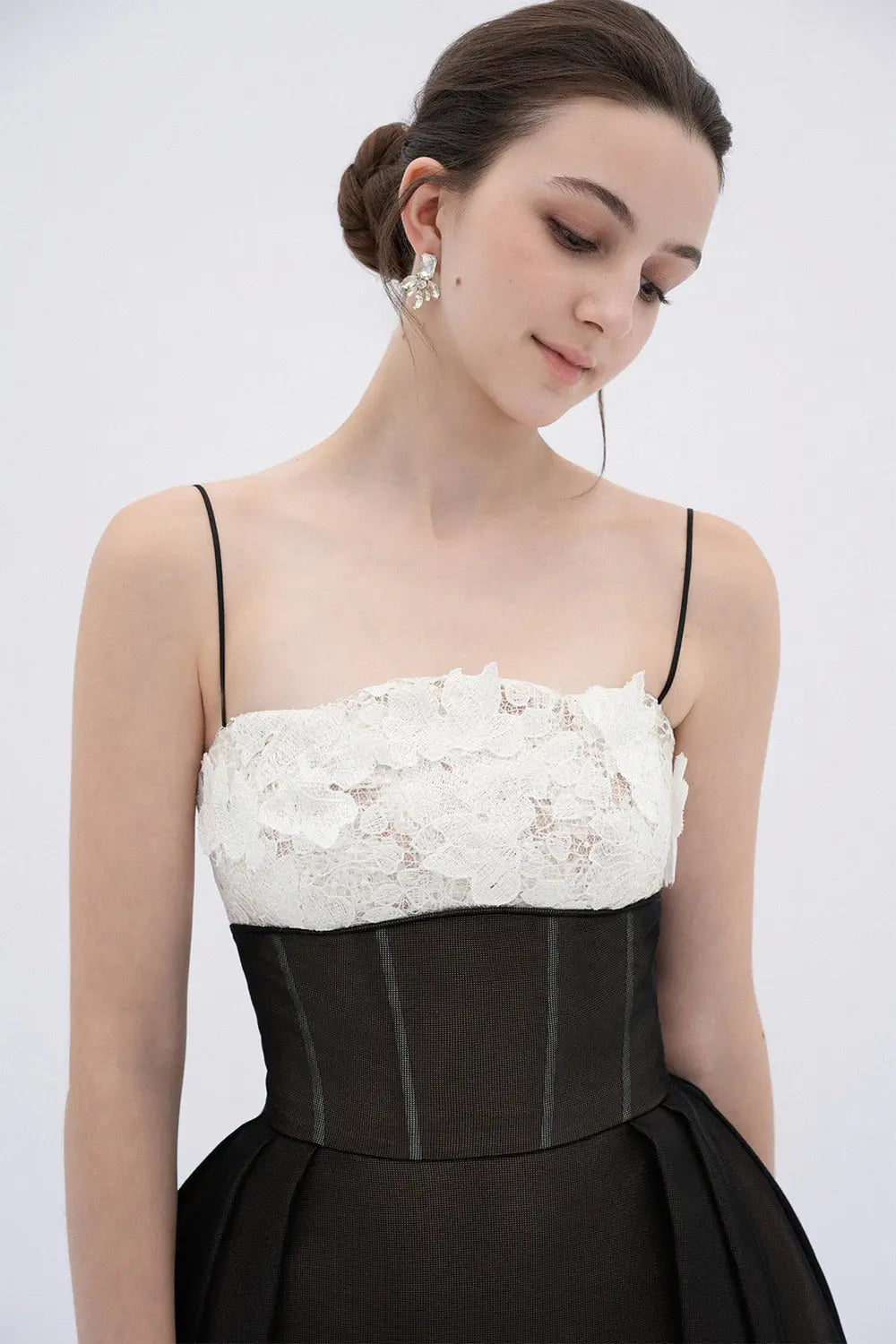 A-line Corset Waist Mesh Midi Dress