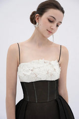 A-line Corset Waist Mesh Midi Dress