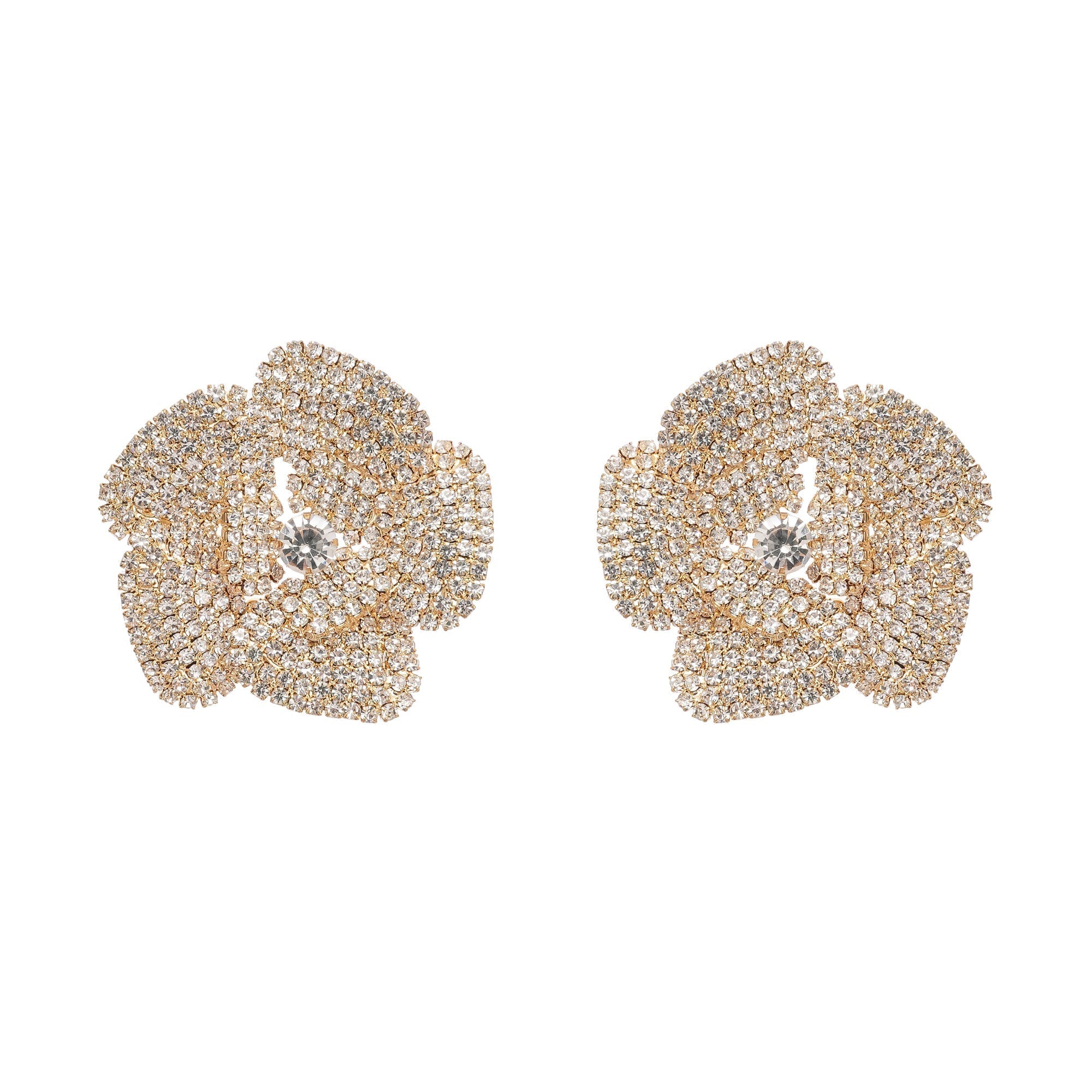 Crystal-Embellished Floral Earrings