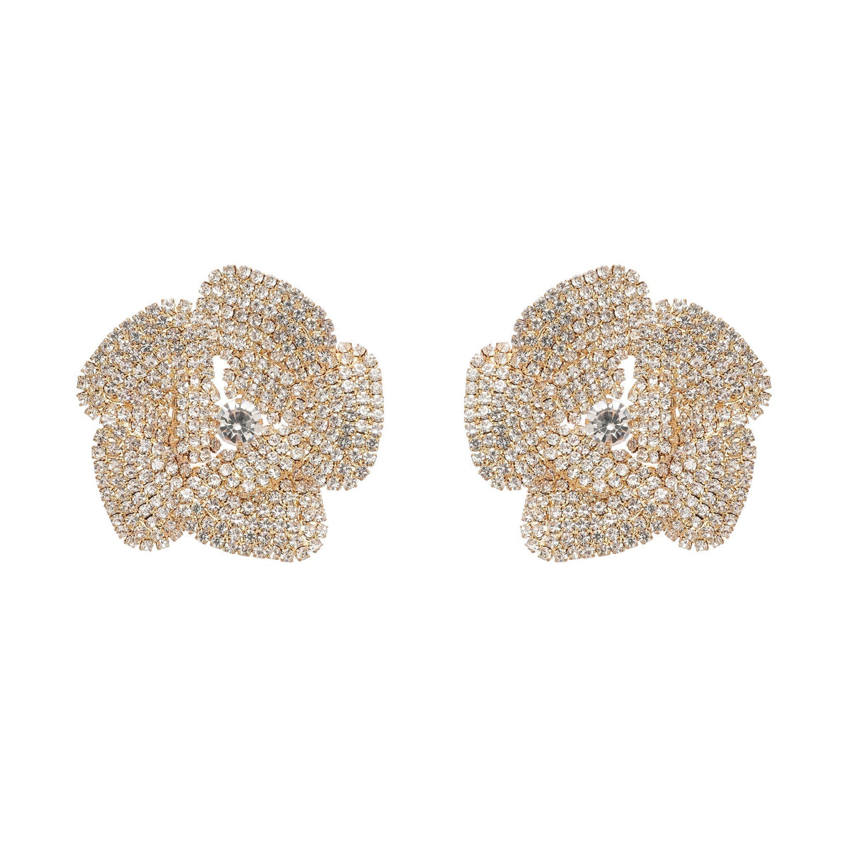 Crystal-Embellished Floral Earrings