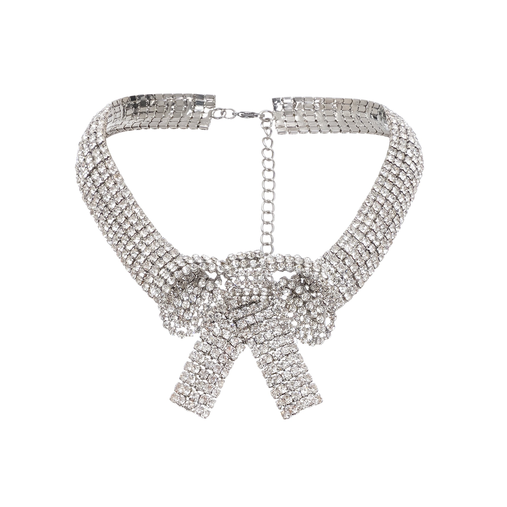 Crystal-Embellished Bow-Detail Necklace