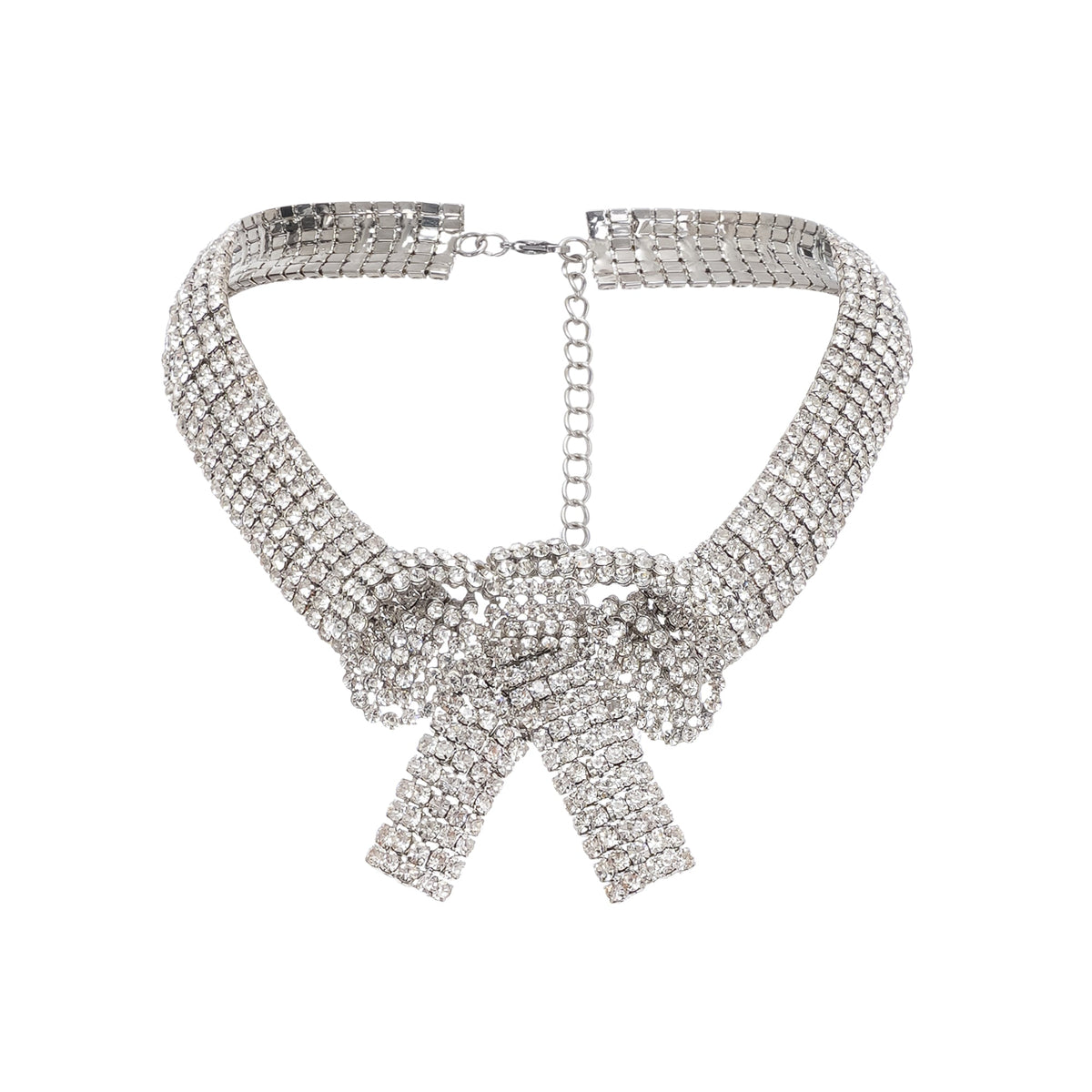Crystal-Embellished Bow-Detail Necklace