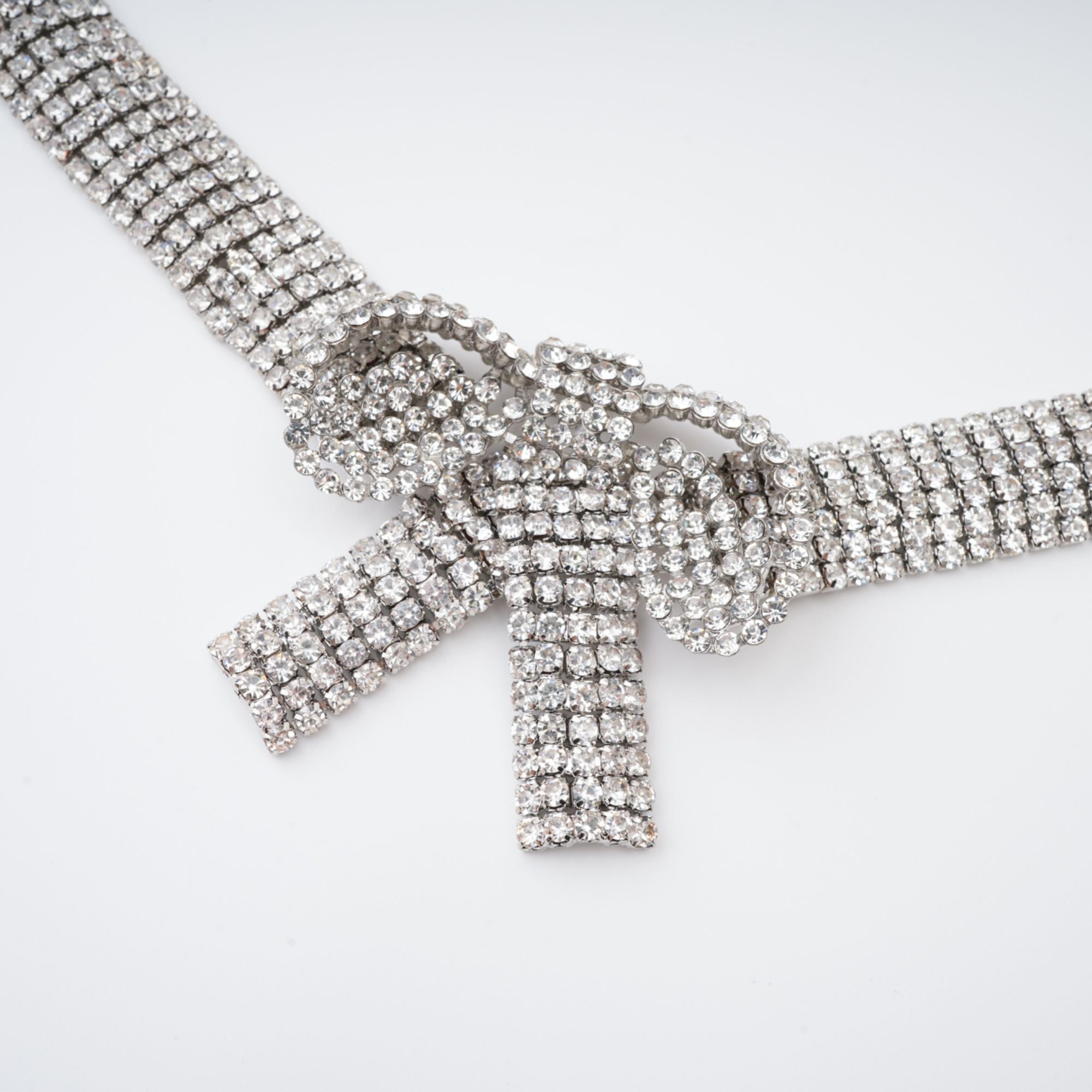 Crystal-Embellished Bow-Detail Necklace