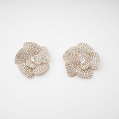 Crystal-Embellished Floral Earrings