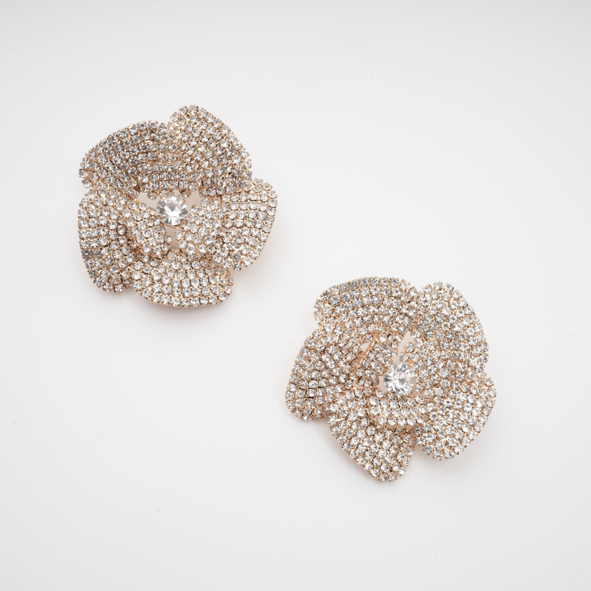 Crystal-Embellished Floral Earrings