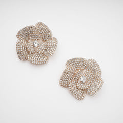 Crystal-Embellished Floral Earrings
