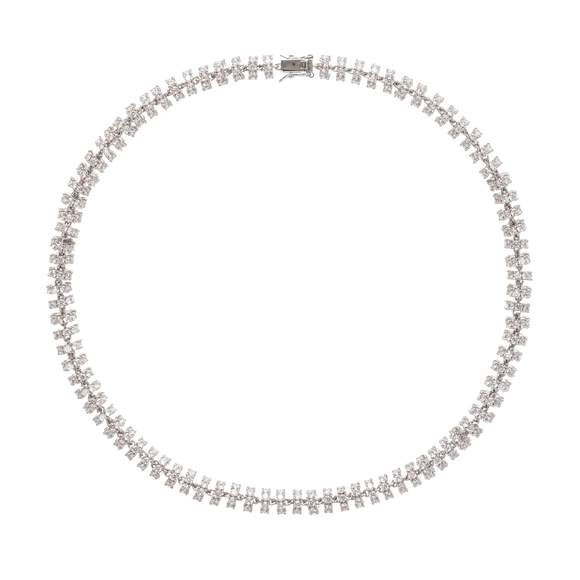 Silver-Tone Crystal-Embellished Necklace