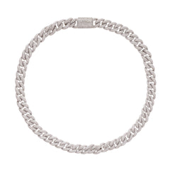 Silver Tone Cuban Link Crystal Embellished Necklace