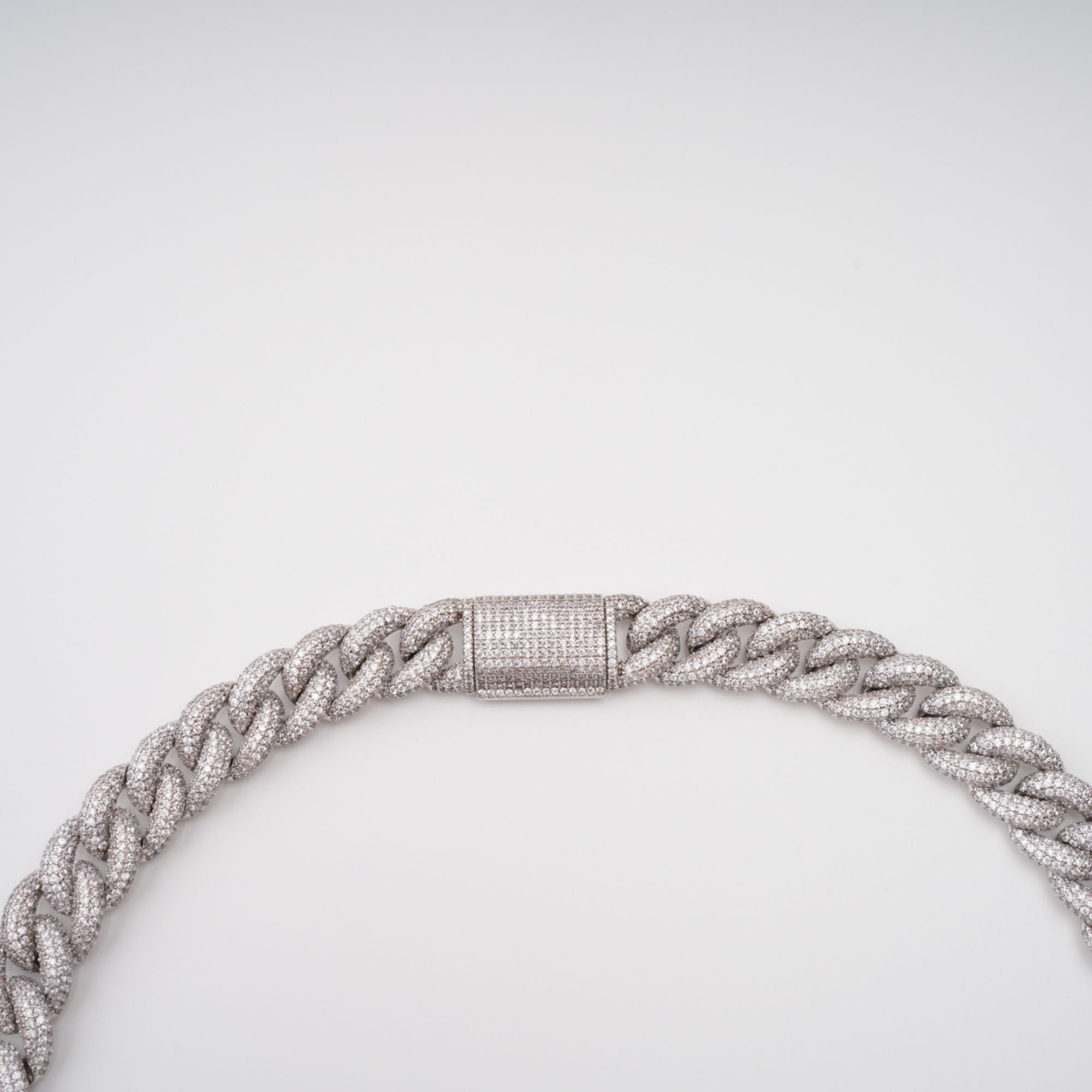 Silver Tone Cuban Link Crystal Embellished Necklace