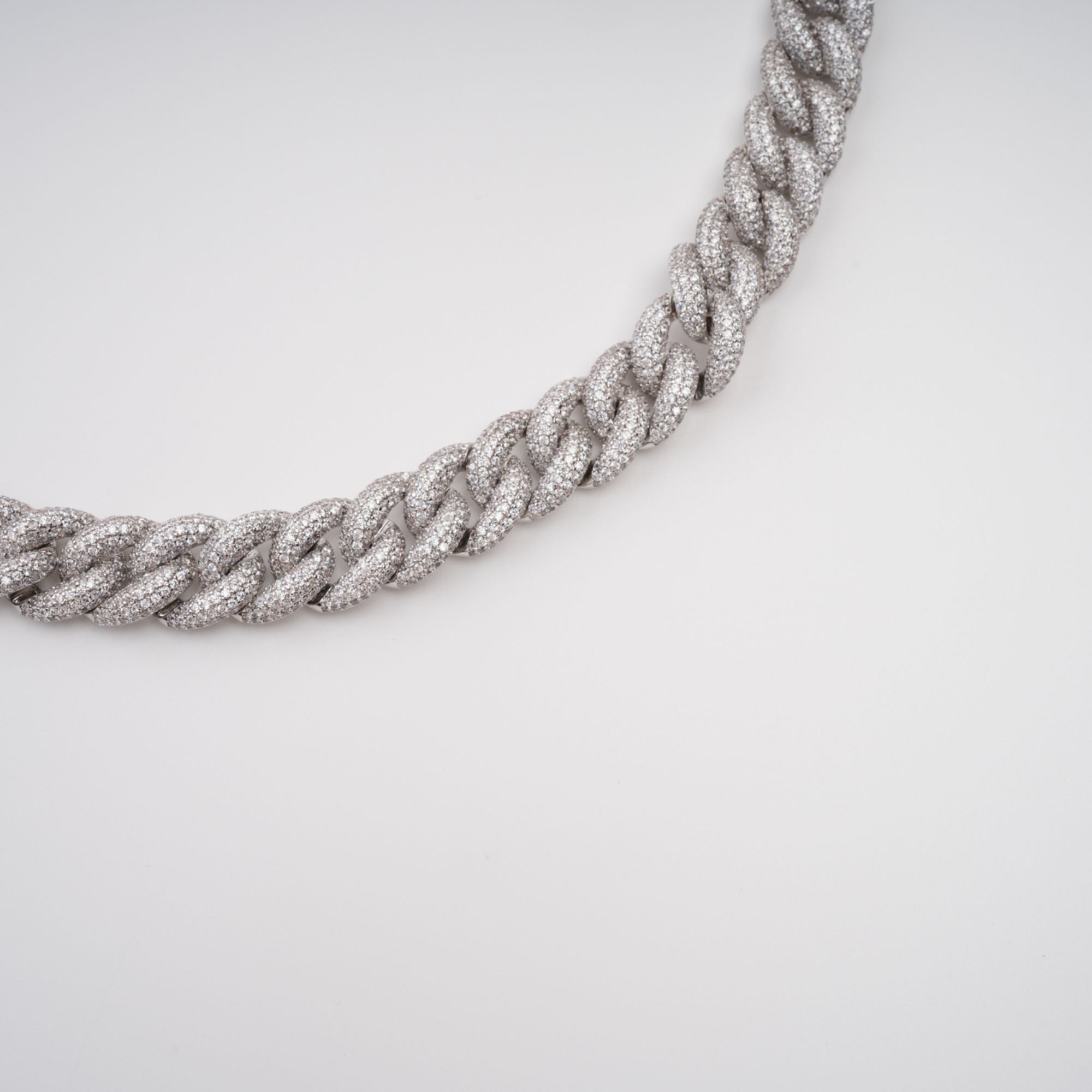 Silver Tone Cuban Link Crystal Embellished Necklace