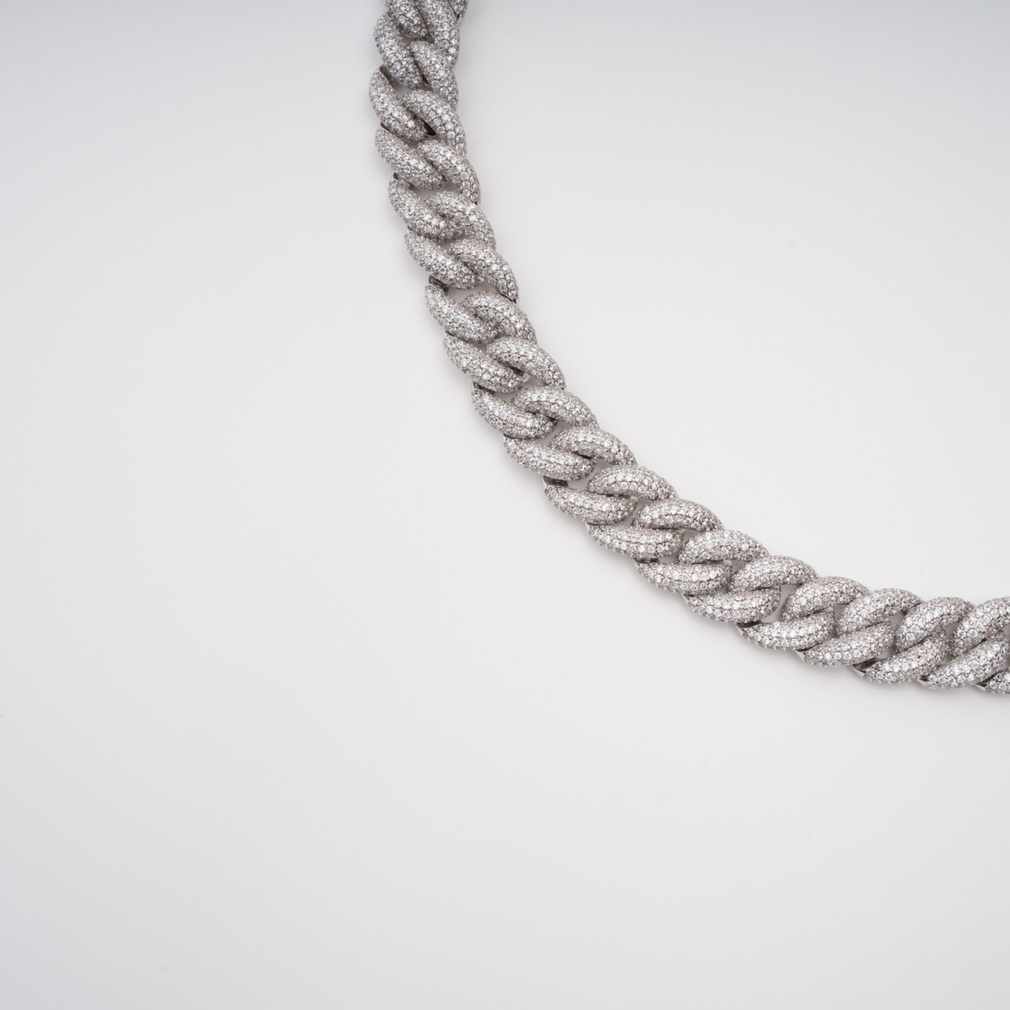 Silver Tone Cuban Link Crystal Embellished Necklace