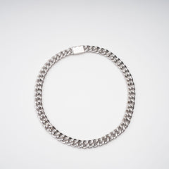 Silver Tone Cuban Link Crystal Embellished Necklace