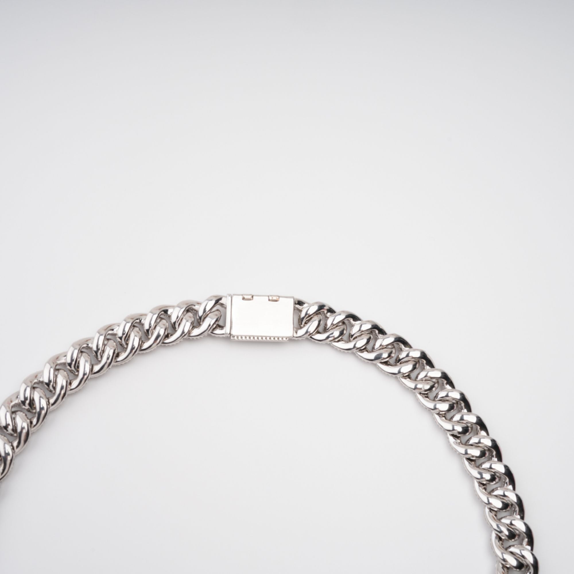 Silver Tone Cuban Link Crystal Embellished Necklace