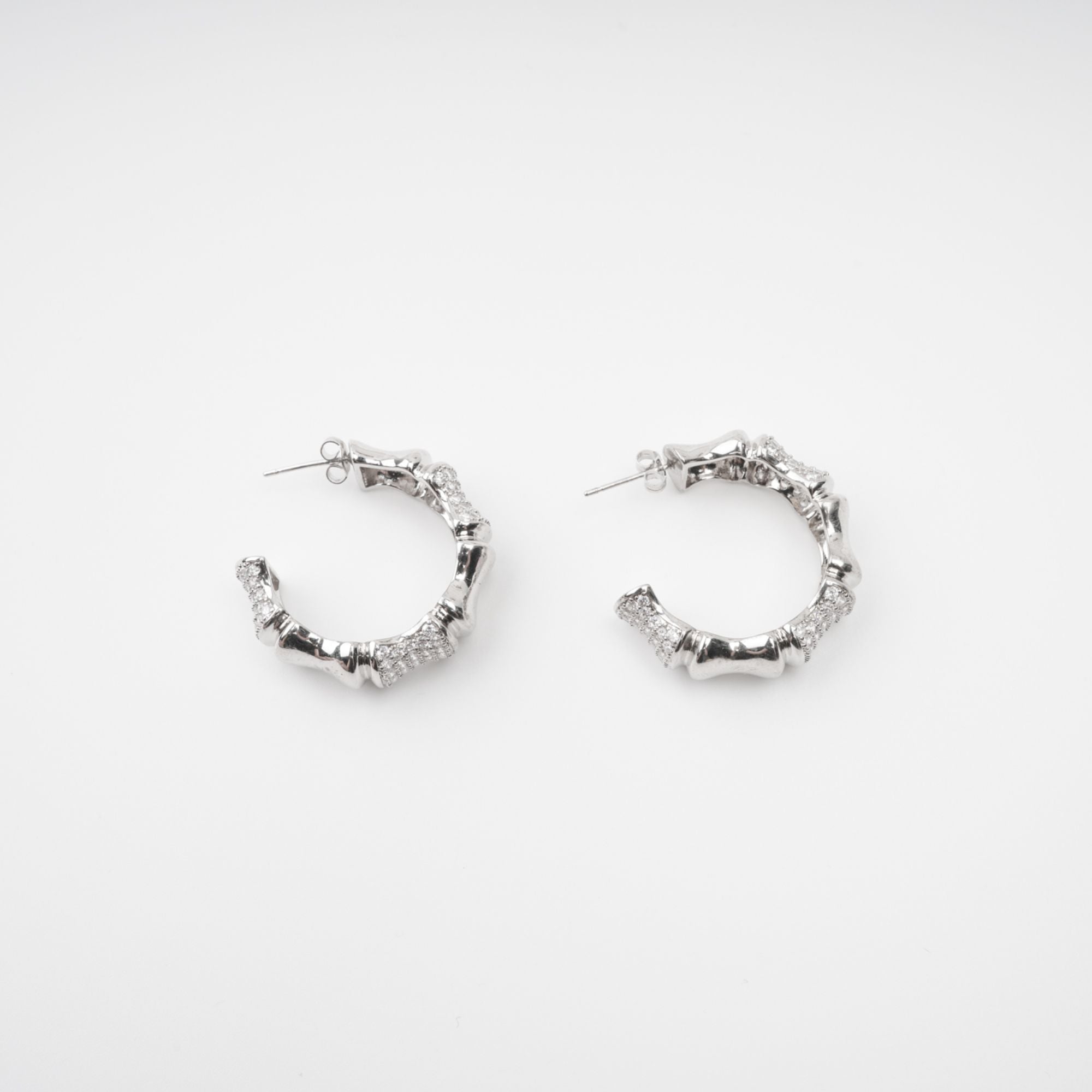 Silver Tone Crystal Embellished Earrings