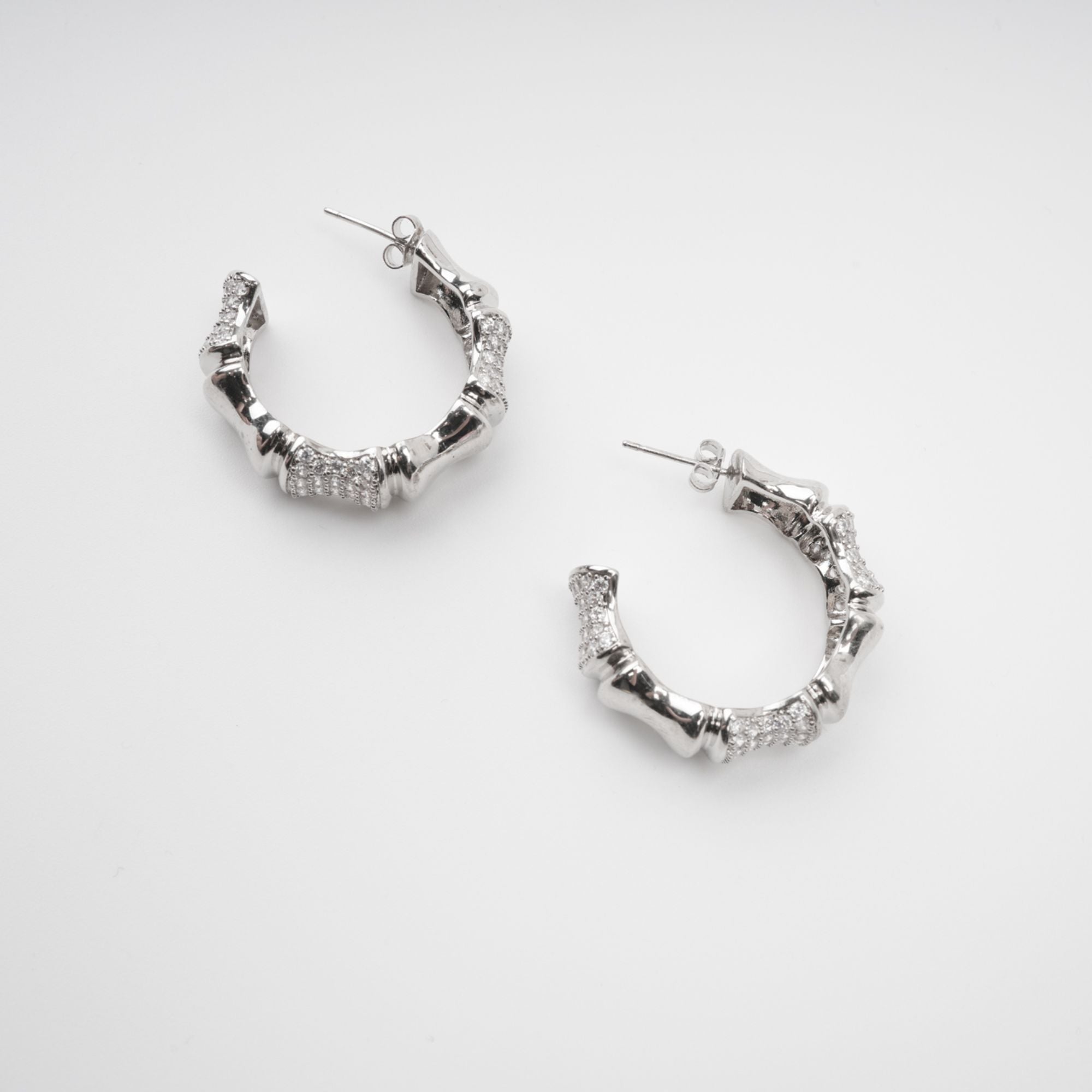 Silver Tone Crystal Embellished Earrings