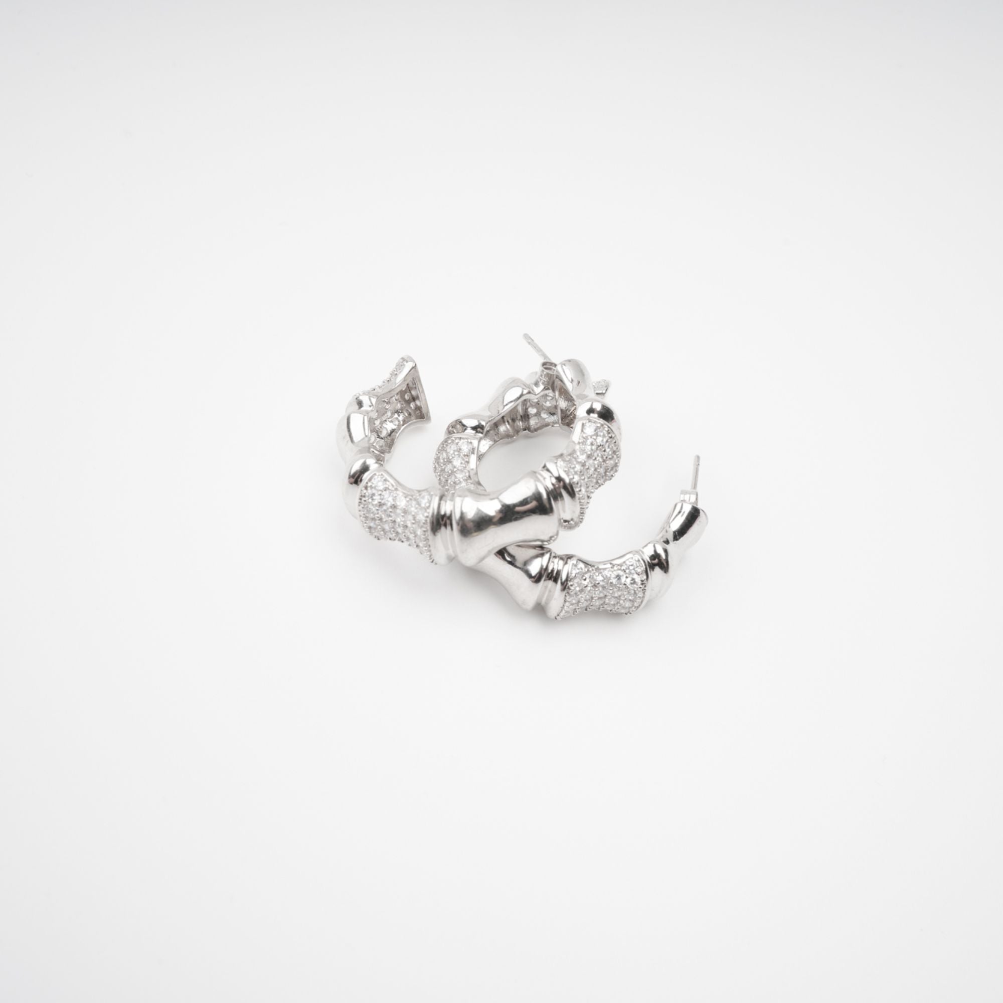 Silver Tone Crystal Embellished Earrings