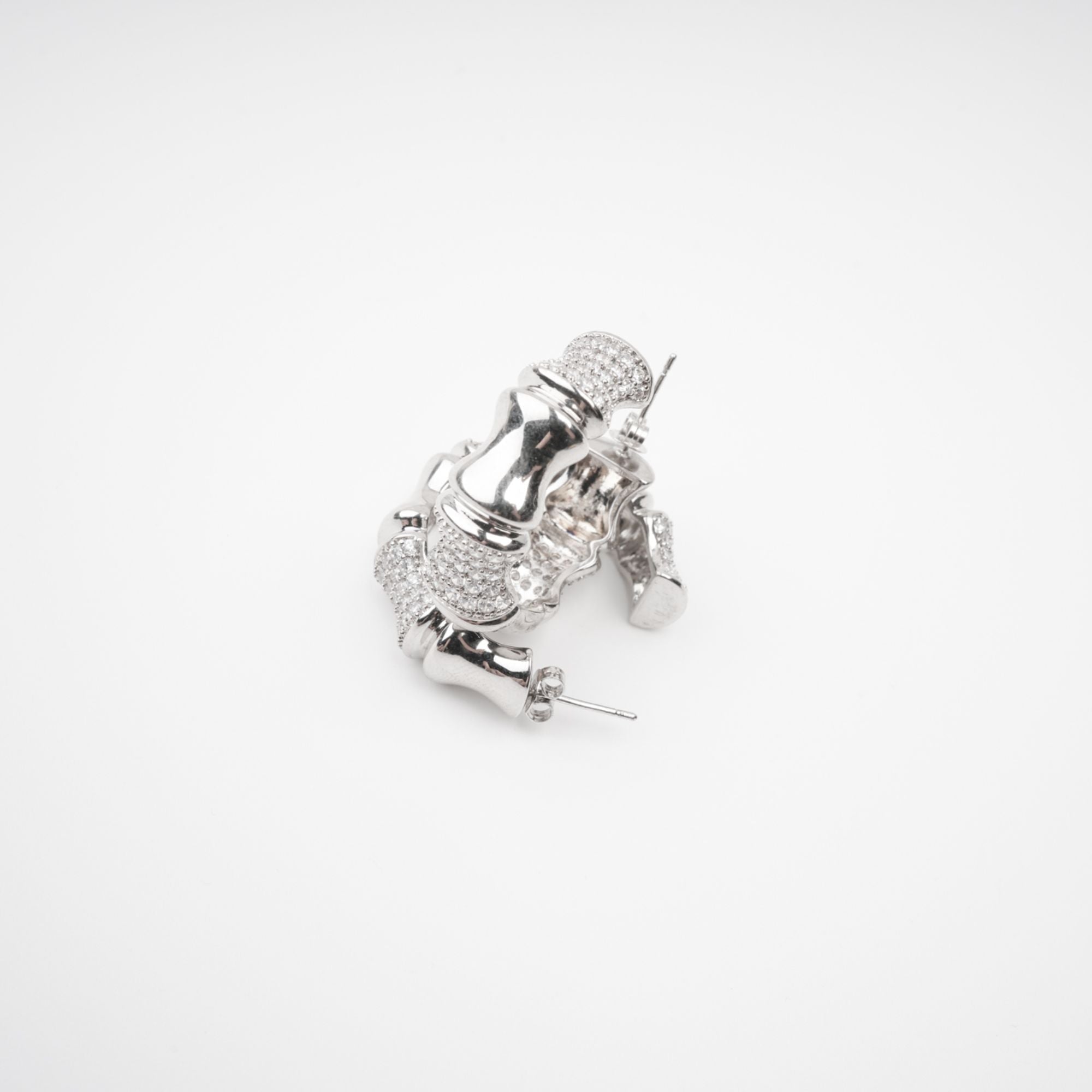 Silver Tone Crystal Embellished Earrings