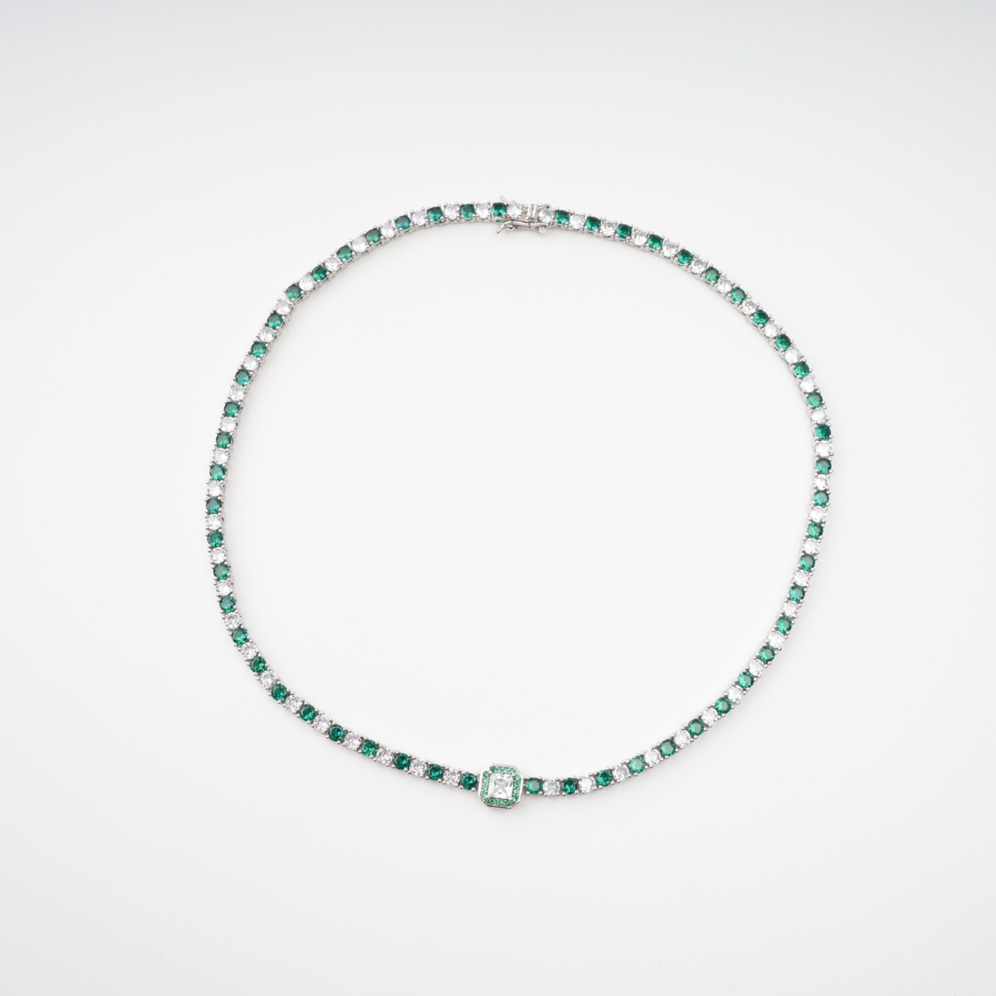 Sequin Green Crystal Embellished Necklace