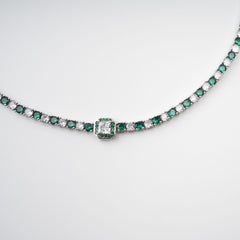 Sequin Green Crystal Embellished Necklace