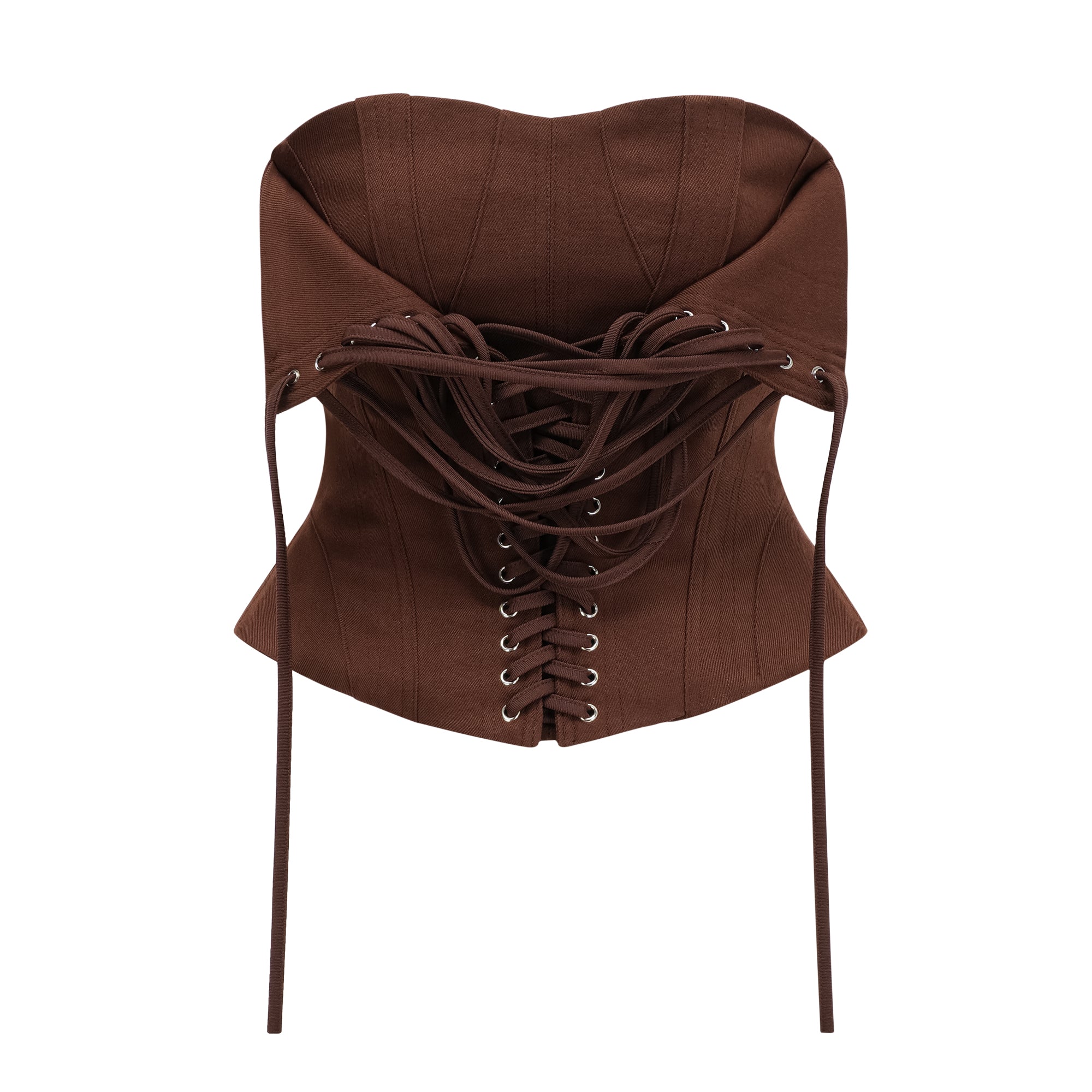 Wrap Lace-Up Back Brown Corset Top