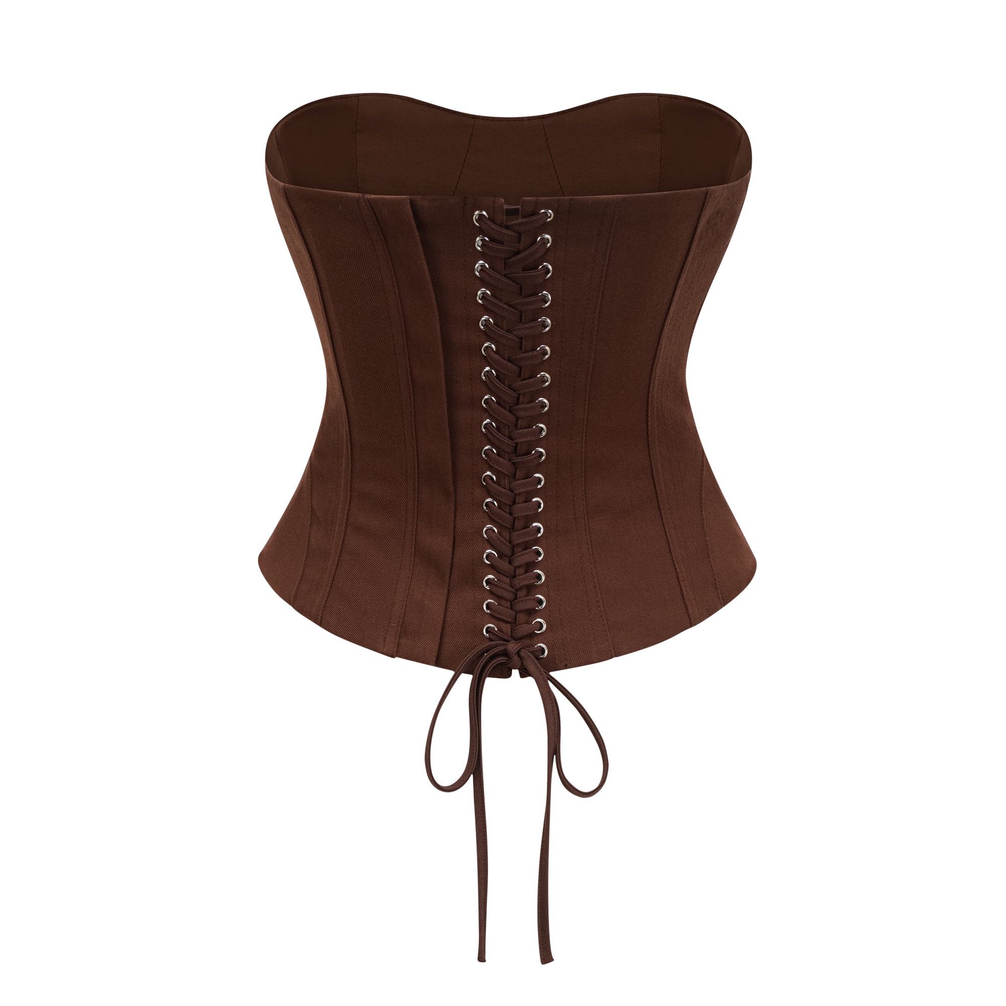 Wrap Lace-Up Back Brown Corset Top