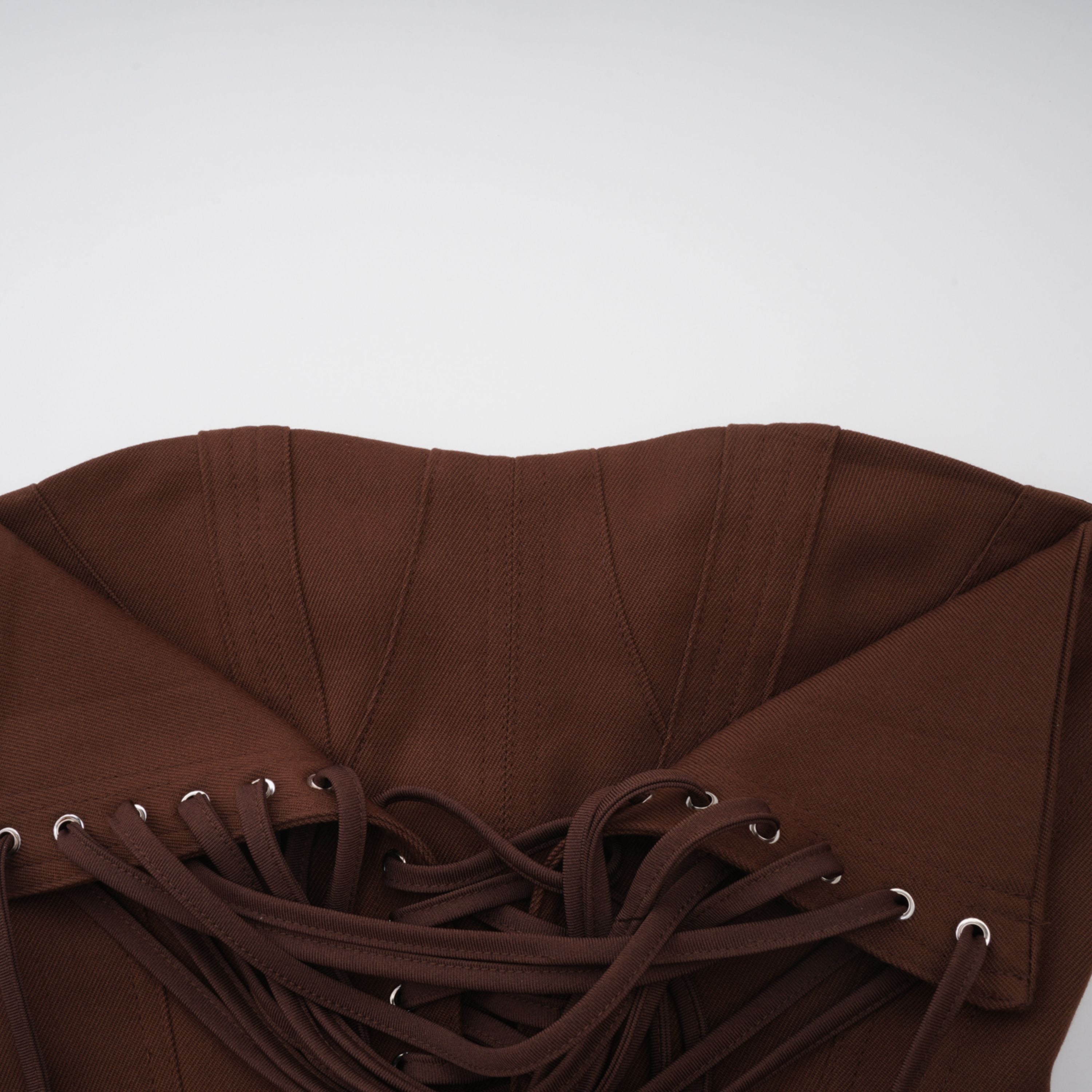 Wrap Lace-Up Back Brown Corset Top