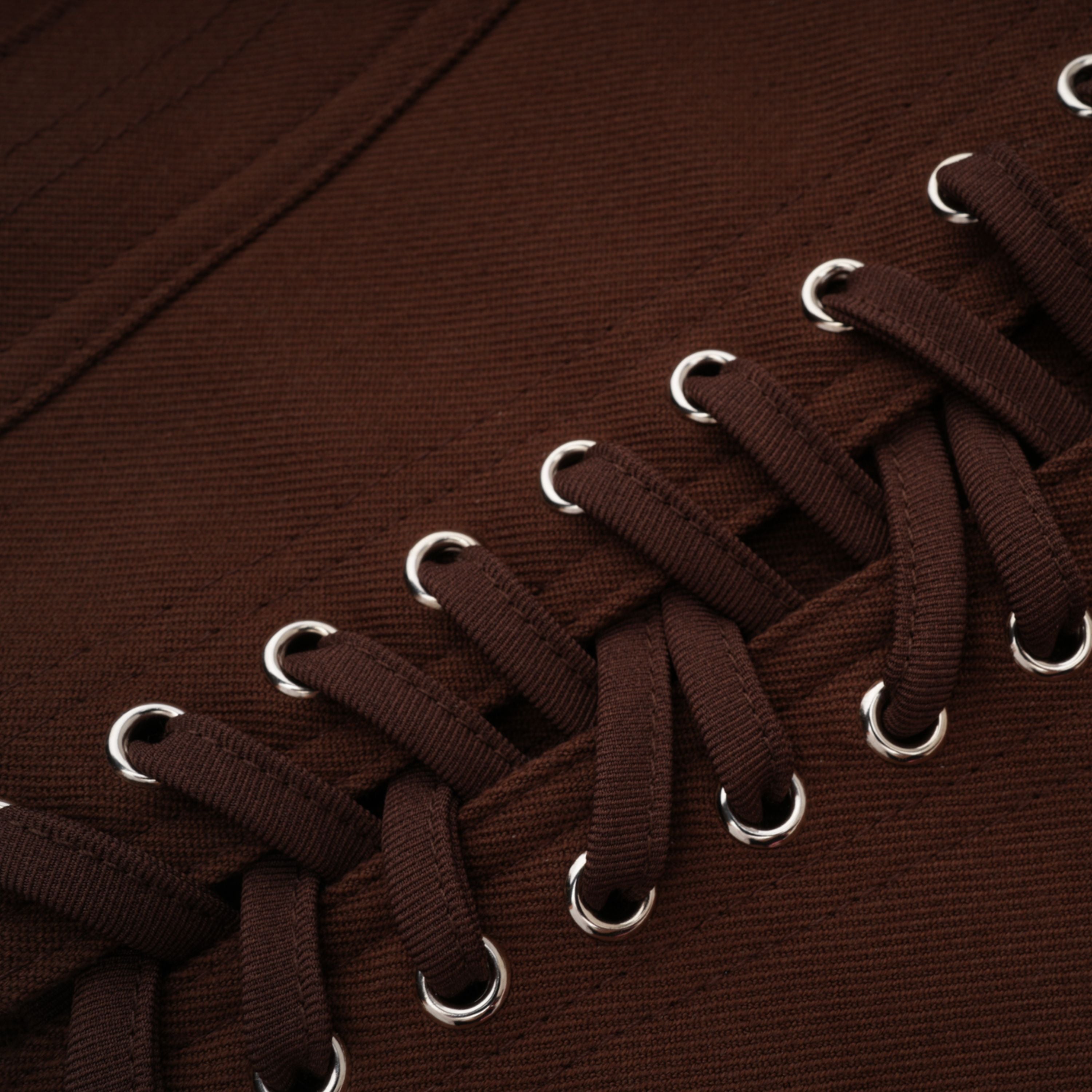 Wrap Lace-Up Back Brown Corset Top