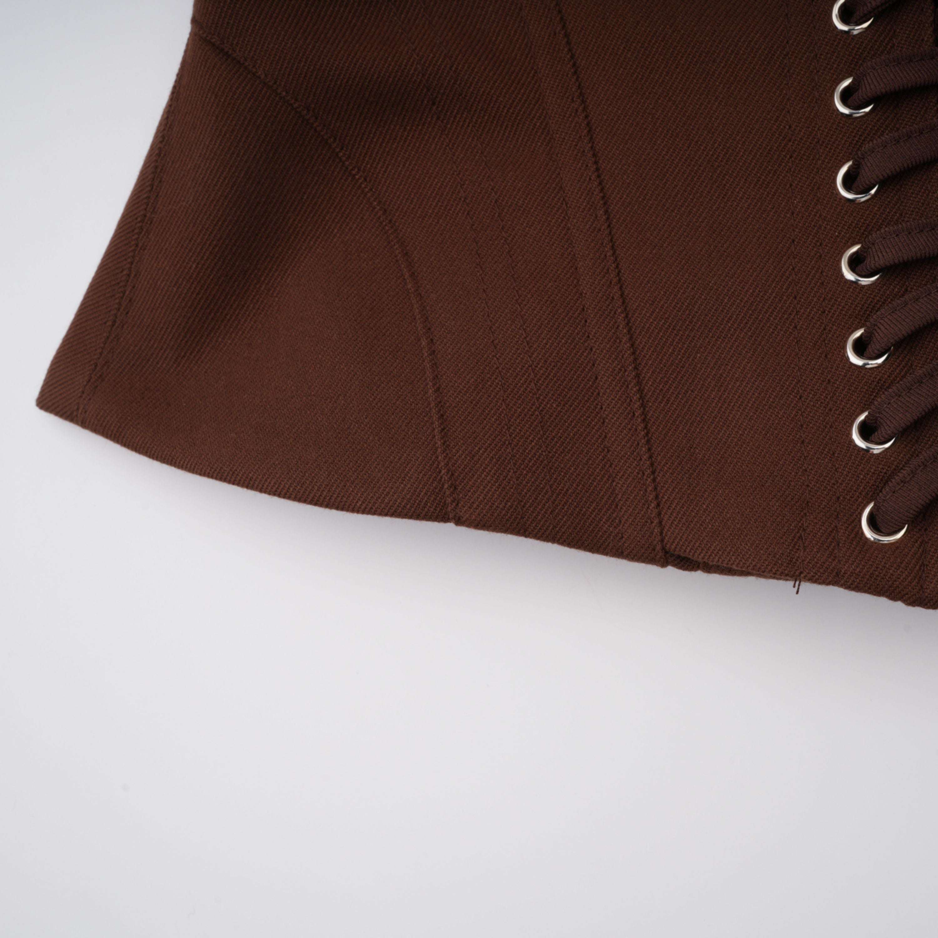 Wrap Lace-Up Back Brown Corset Top