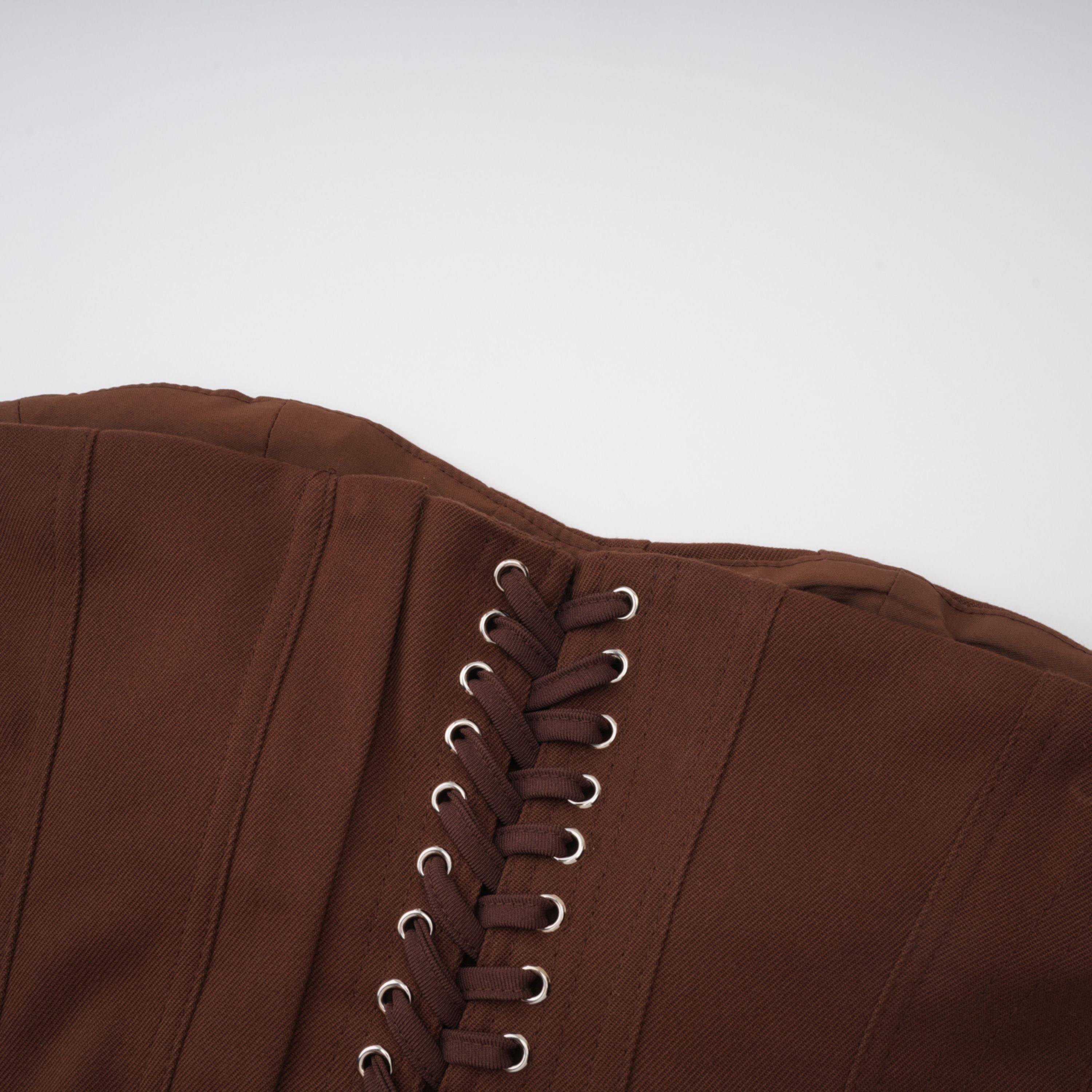Wrap Lace-Up Back Brown Corset Top