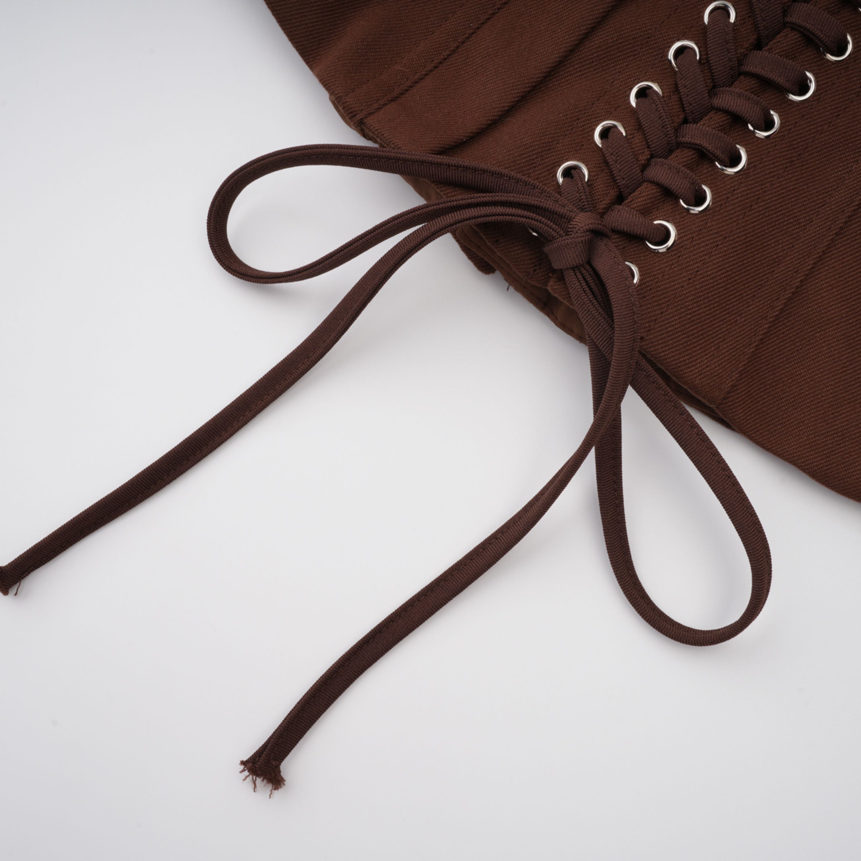 Wrap Lace-Up Back Brown Corset Top