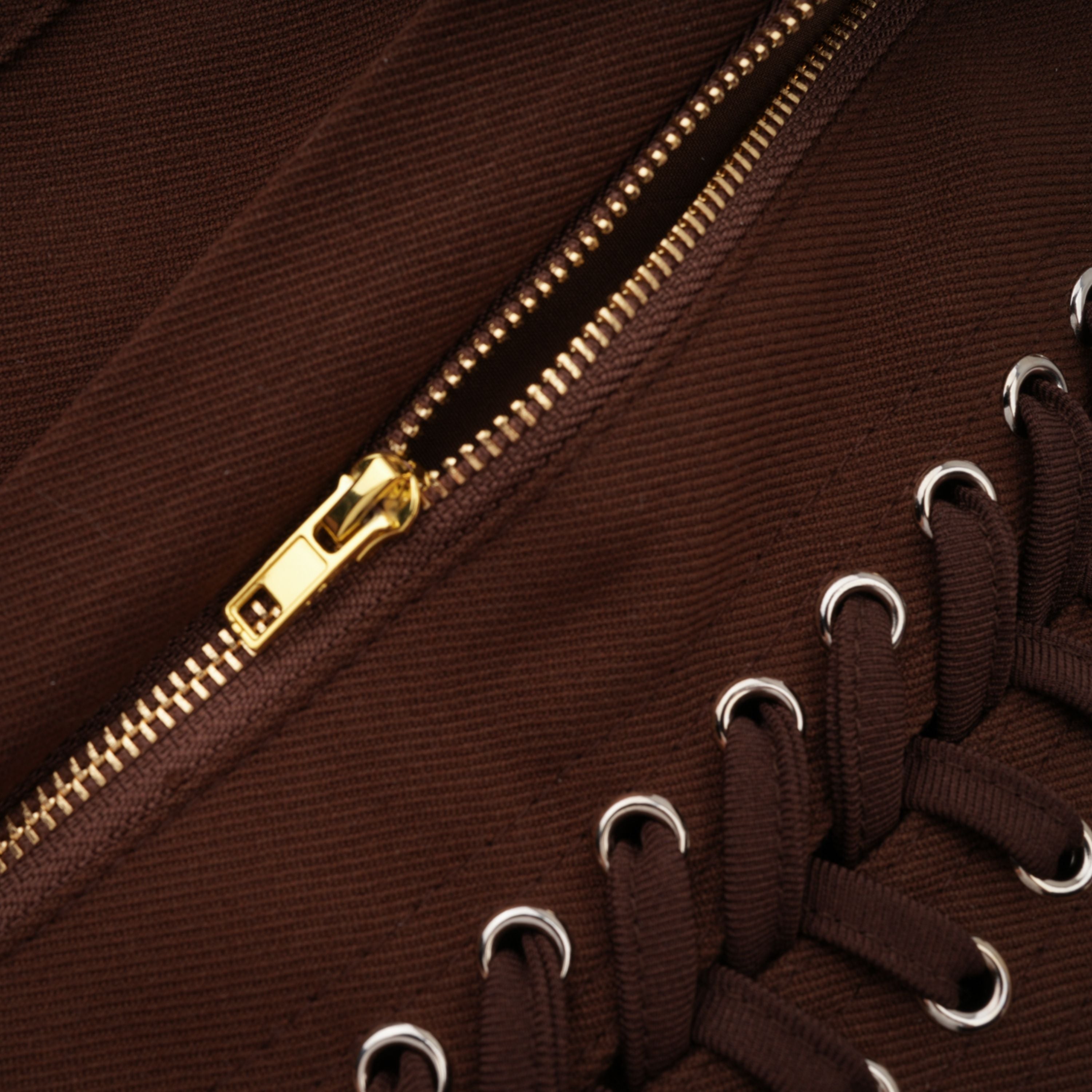Wrap Lace-Up Back Brown Corset Top