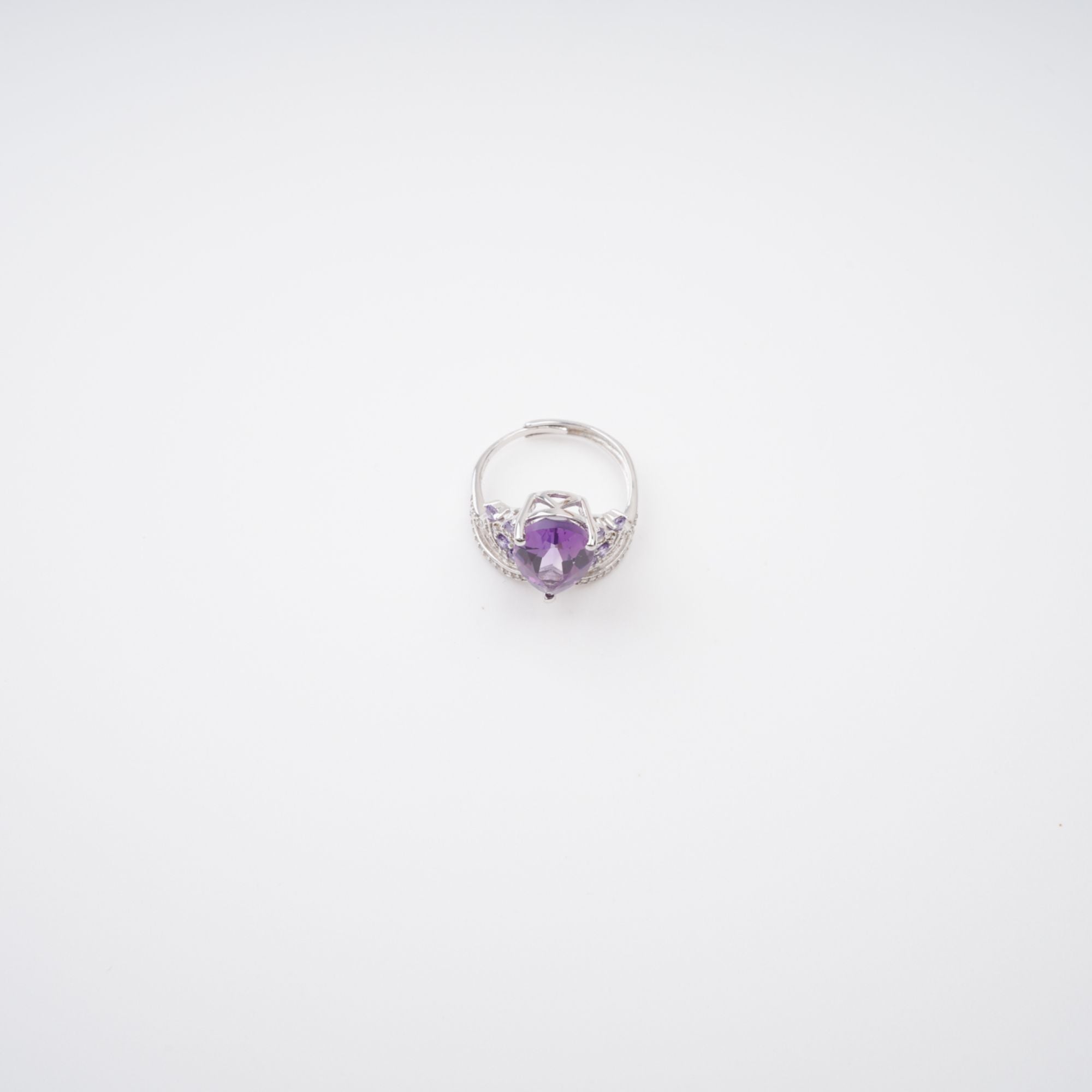 Eleonore Purple Pear Cut Gemstone Sterling Silver Adjustable Ring