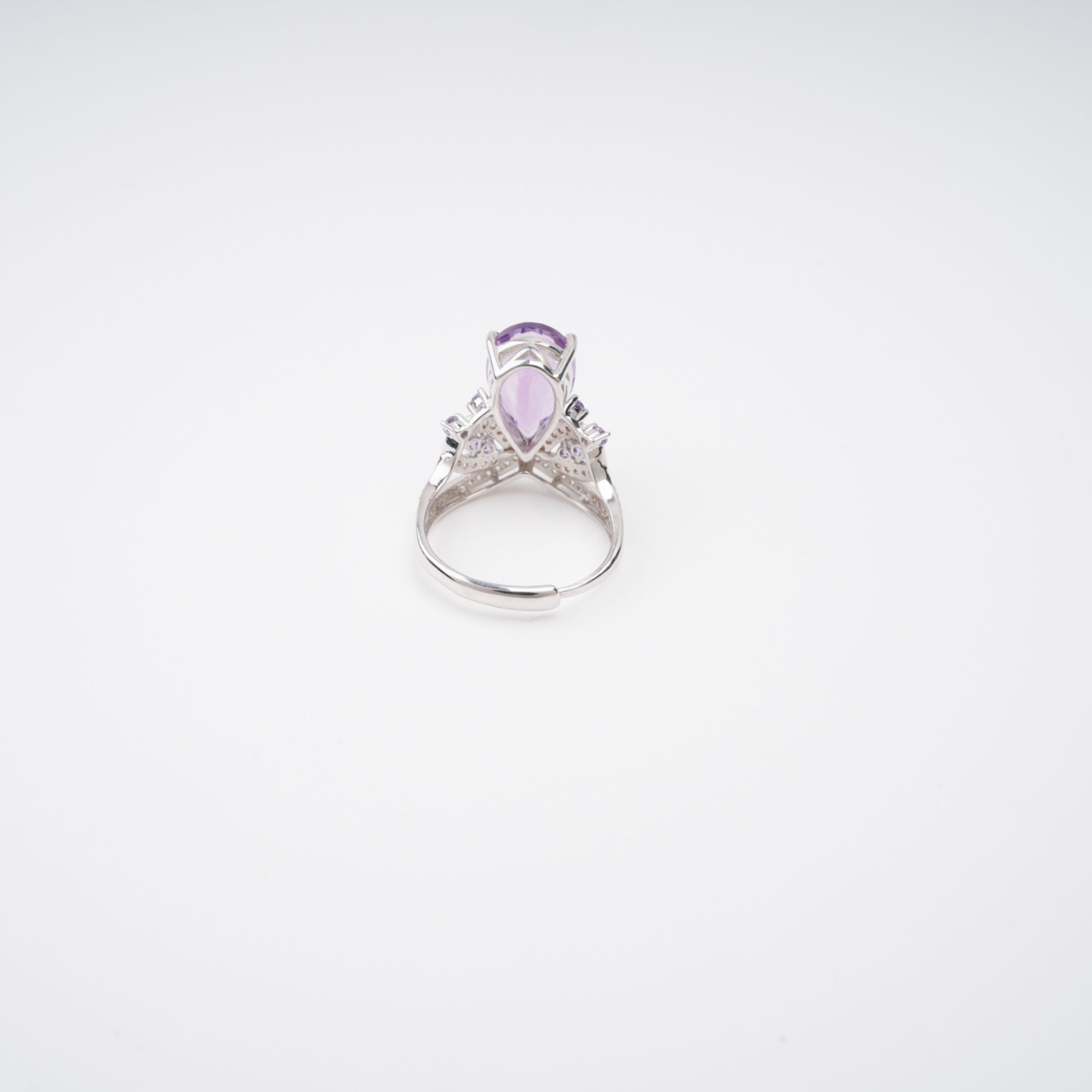Eleonore Purple Pear Cut Gemstone Sterling Silver Adjustable Ring