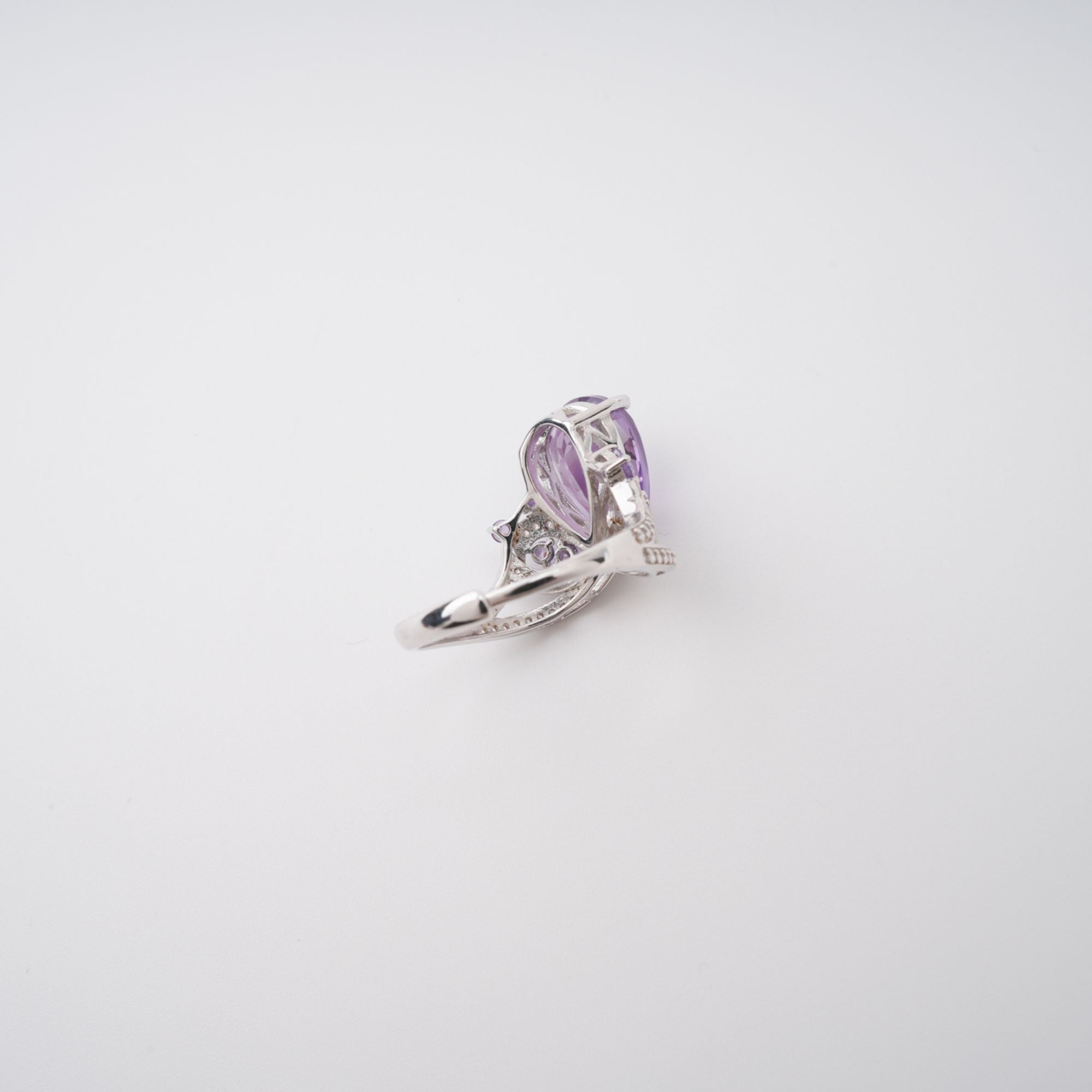 Eleonore Purple Pear Cut Gemstone Sterling Silver Adjustable Ring