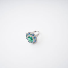 Clemence Green Emerald Cut Gemstone Sterling Silver Ring