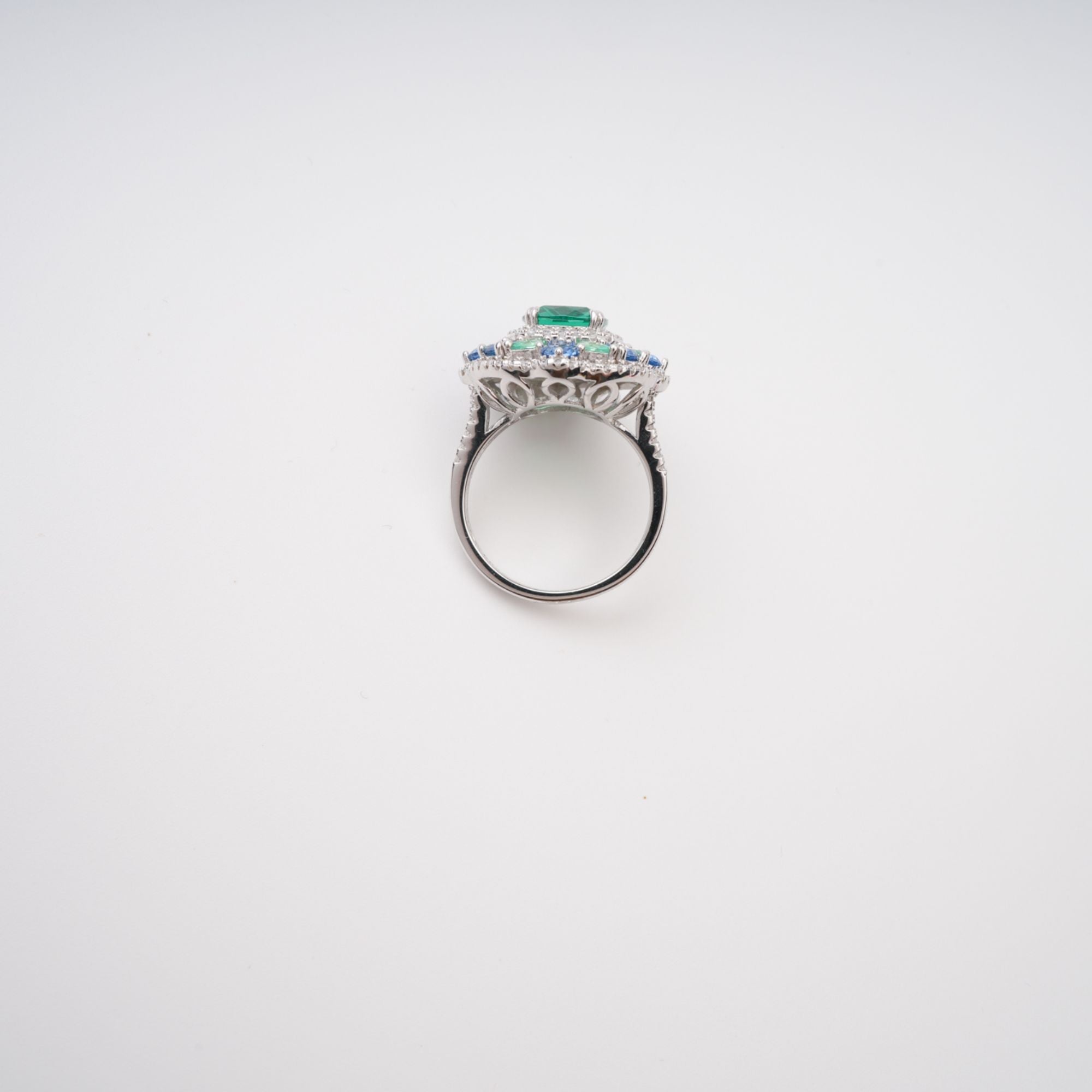 Clemence Green Emerald Cut Gemstone Sterling Silver Ring