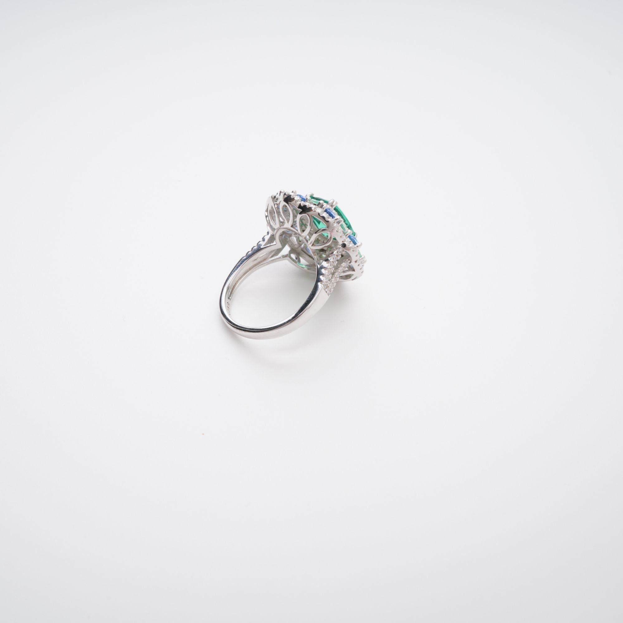Clemence Green Emerald Cut Gemstone Sterling Silver Ring