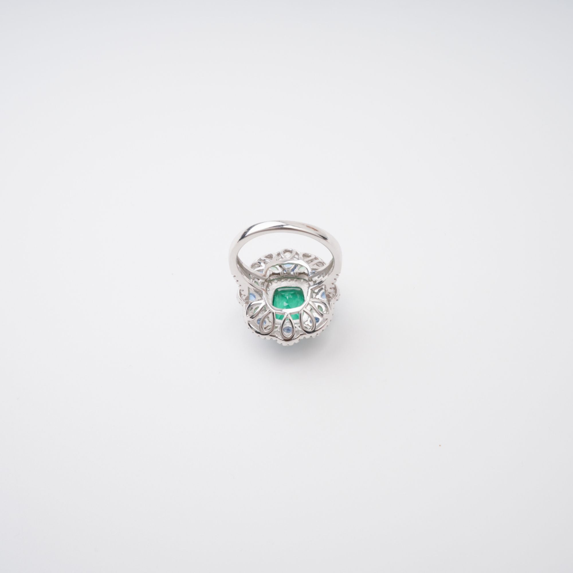 Clemence Green Emerald Cut Gemstone Sterling Silver Ring
