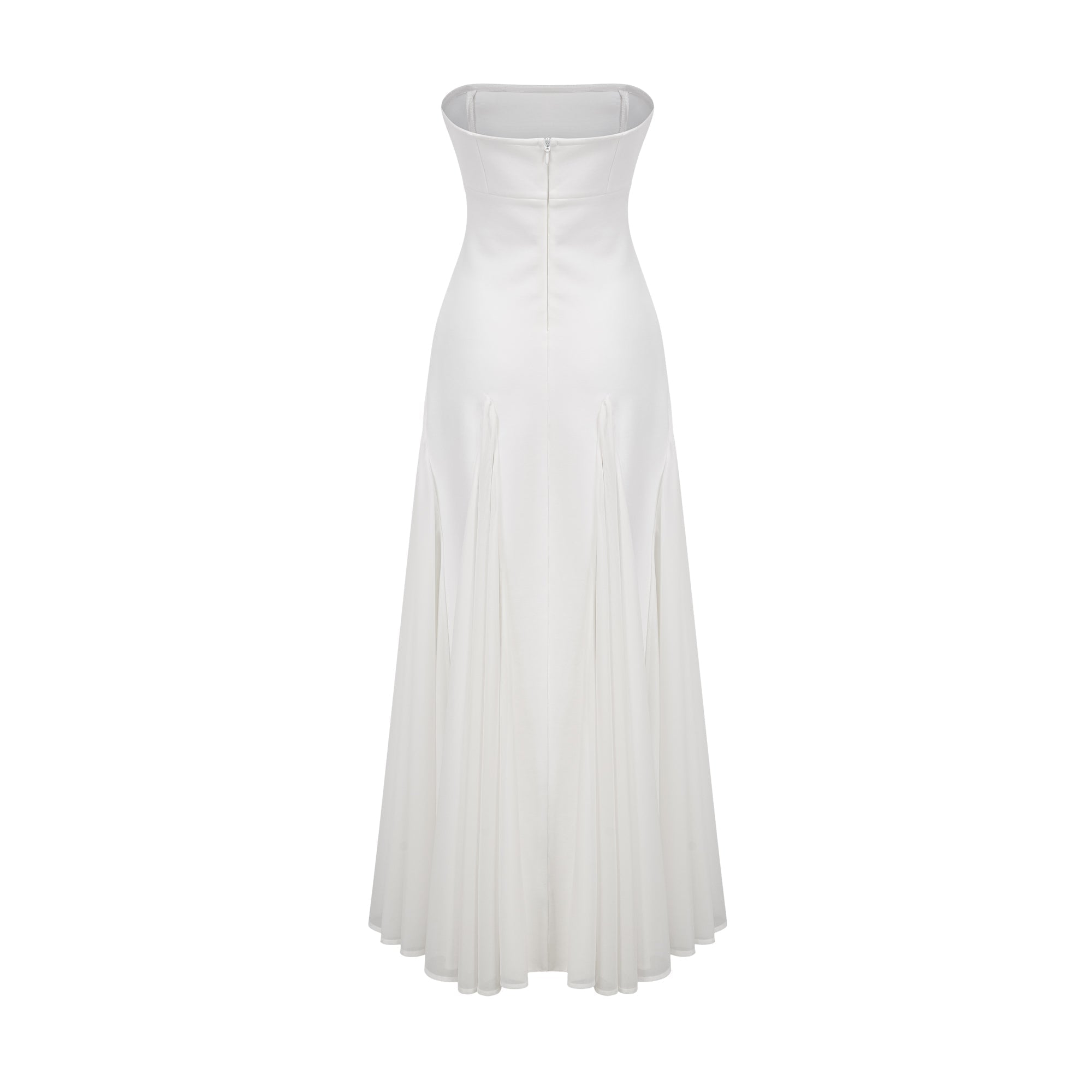 White Tulle-Panelling Maxi Dress