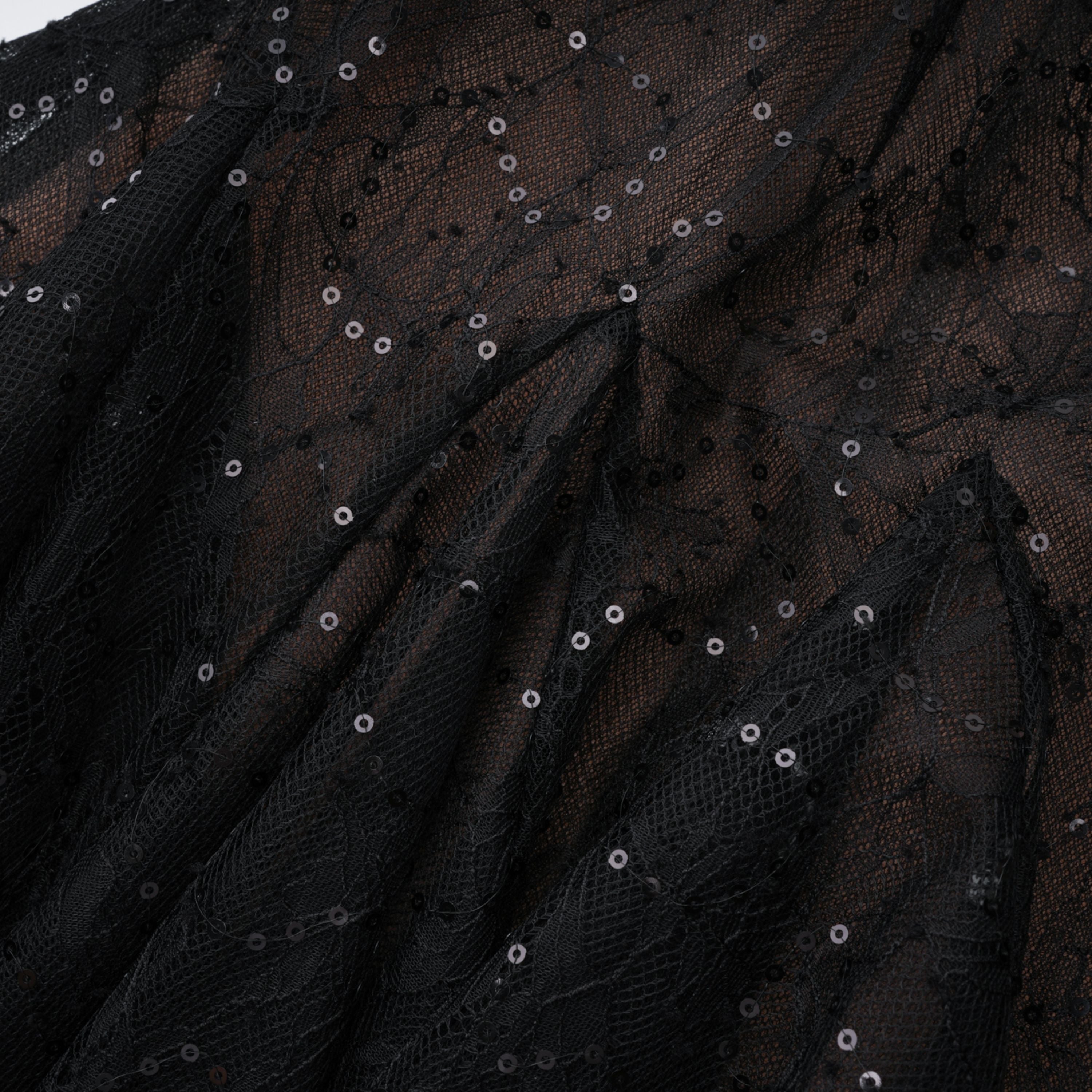 Black Sheer Lace High Neck Long Sleeve Mini Dress