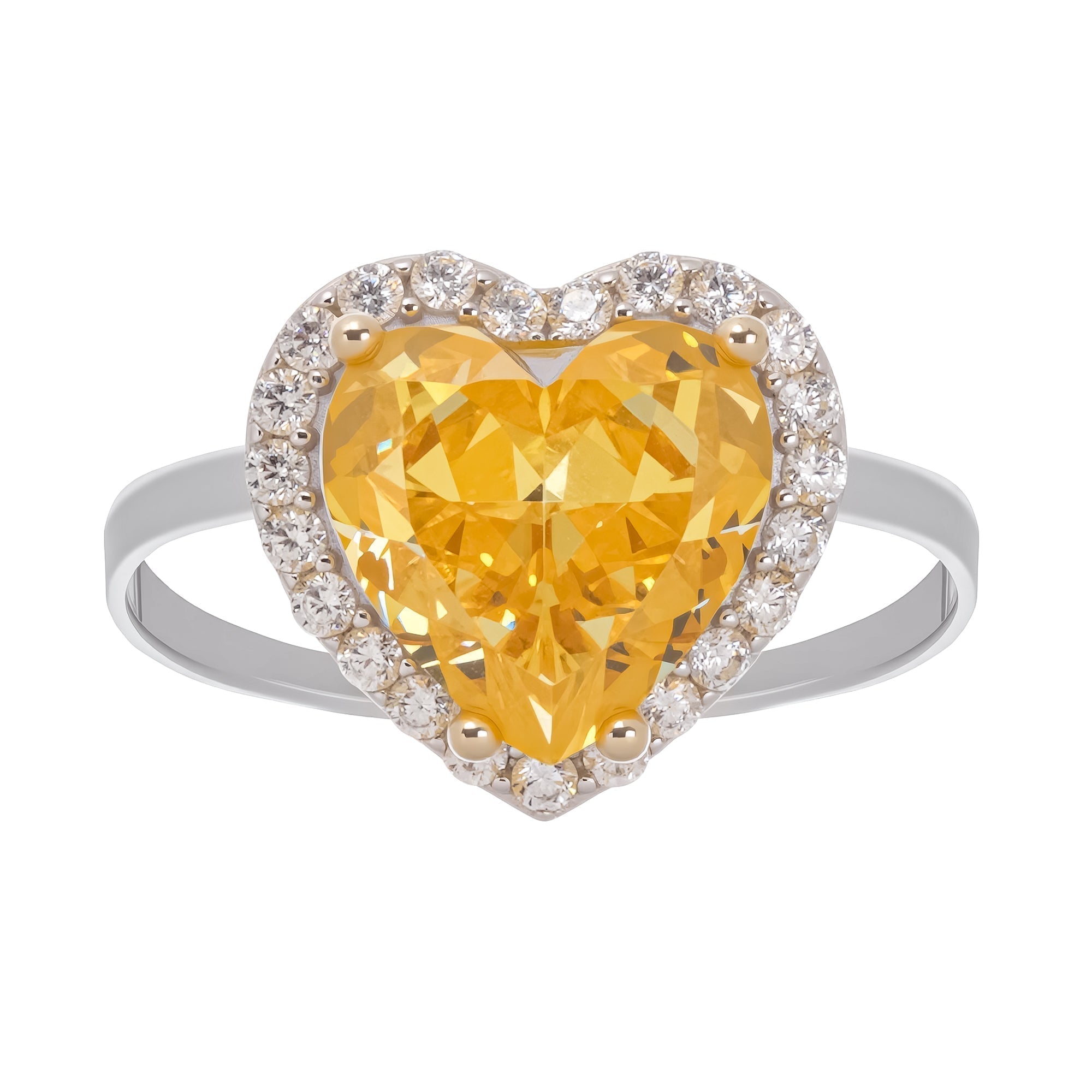 Ephemere Yellow Heart Cut Gemstone Sterling Silver Ring