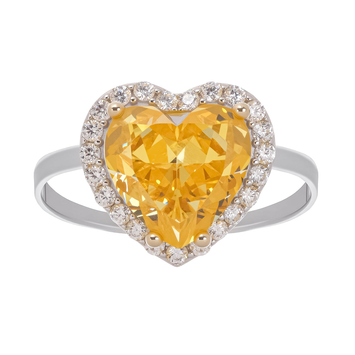 Ephemere Yellow Heart Cut Gemstone Sterling Silver Ring