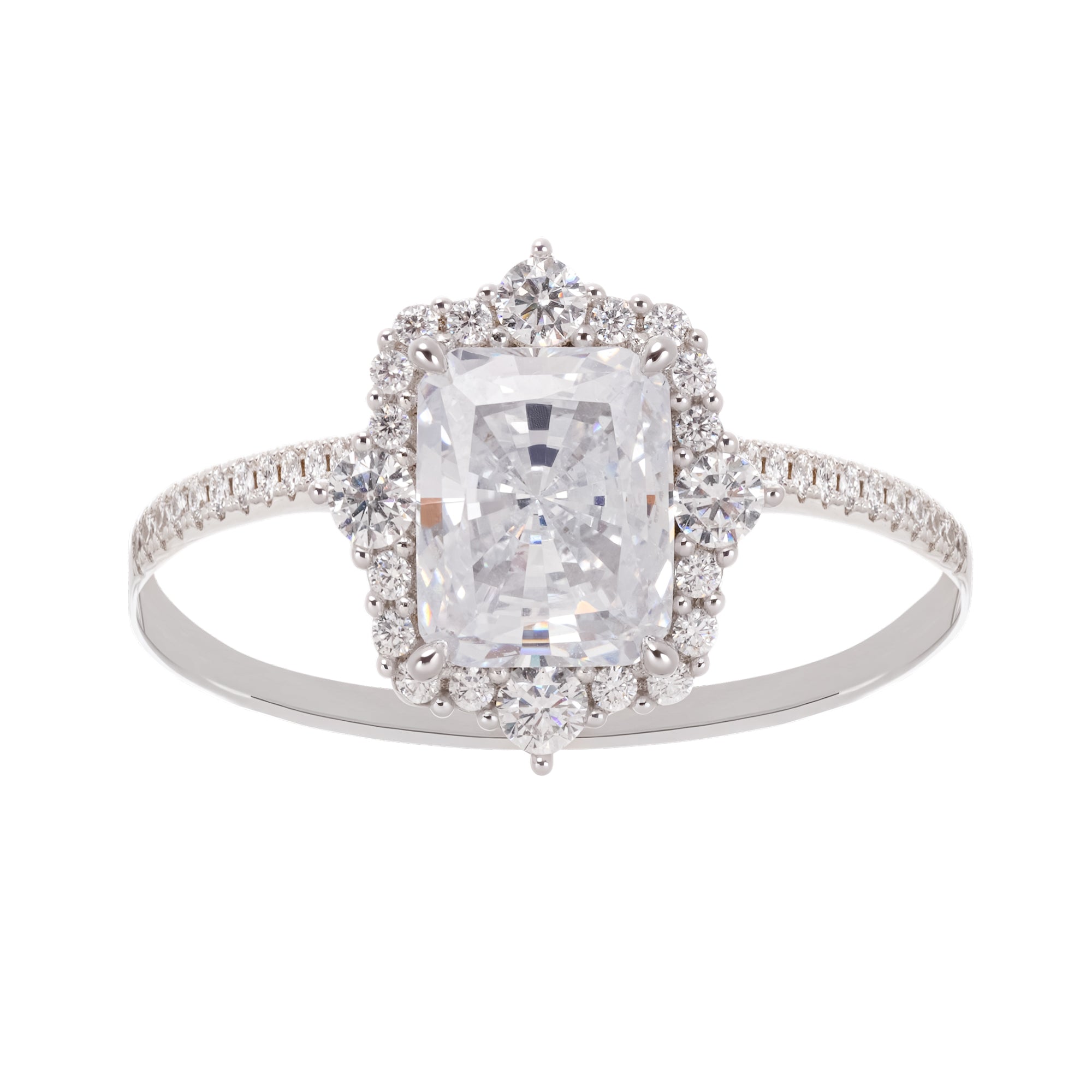 Sterling Silver Rectangular Zircon Gemstone Ring
