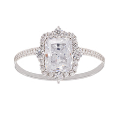 Sterling Silver Rectangular Zircon Gemstone Ring