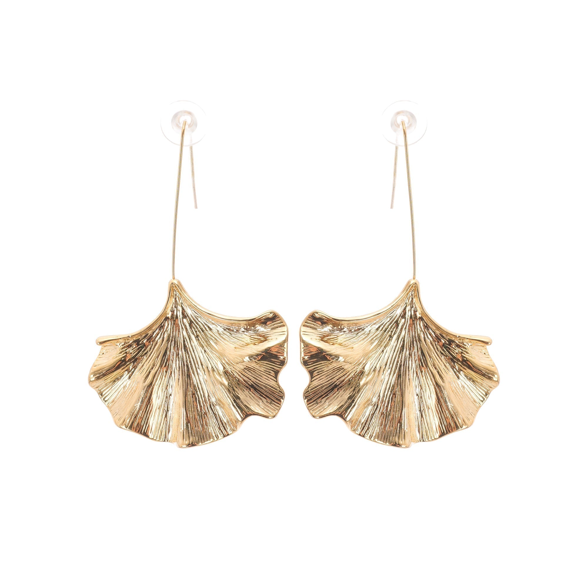 Gold Ginkgo Drop Earrings